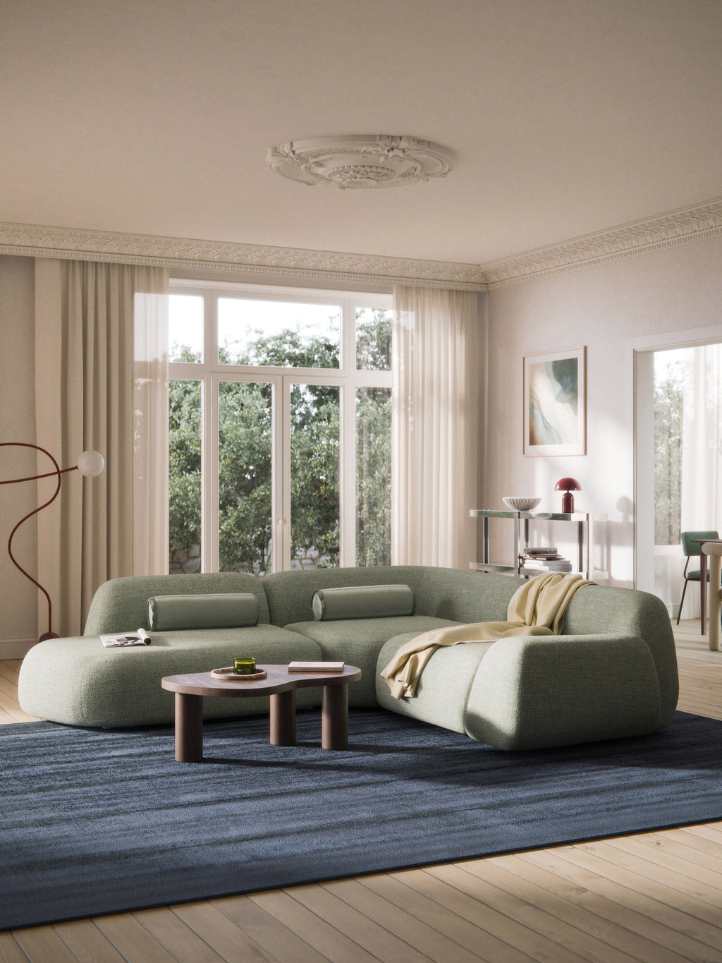 Wolke Modular Bouclé Corner Sofa (4-seater) with Chaise End