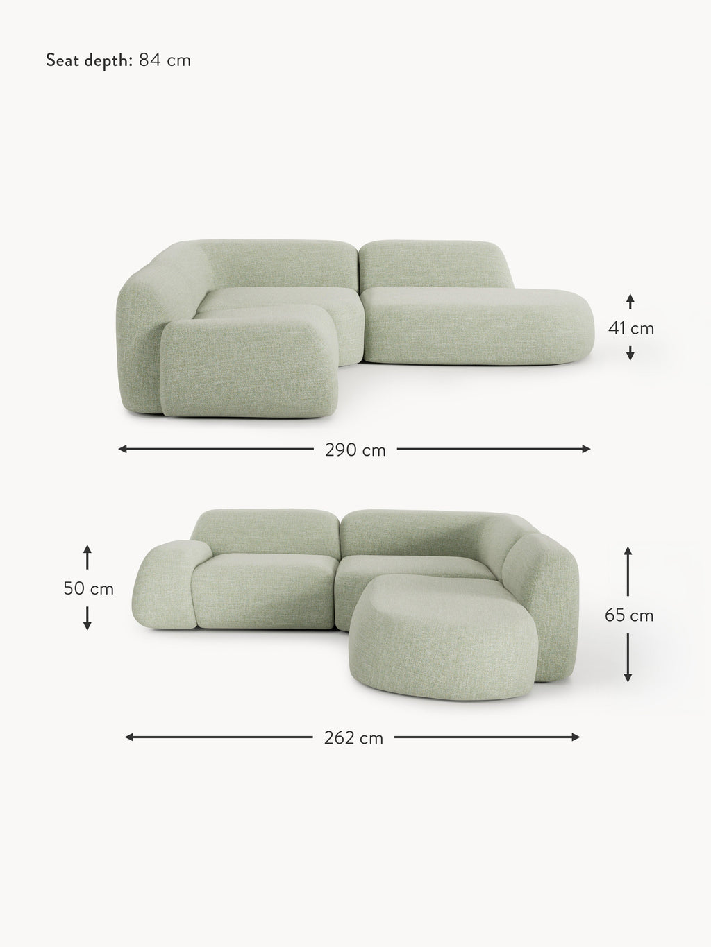 Wolke Modular Bouclé Corner Sofa (4-seater) with Chaise End