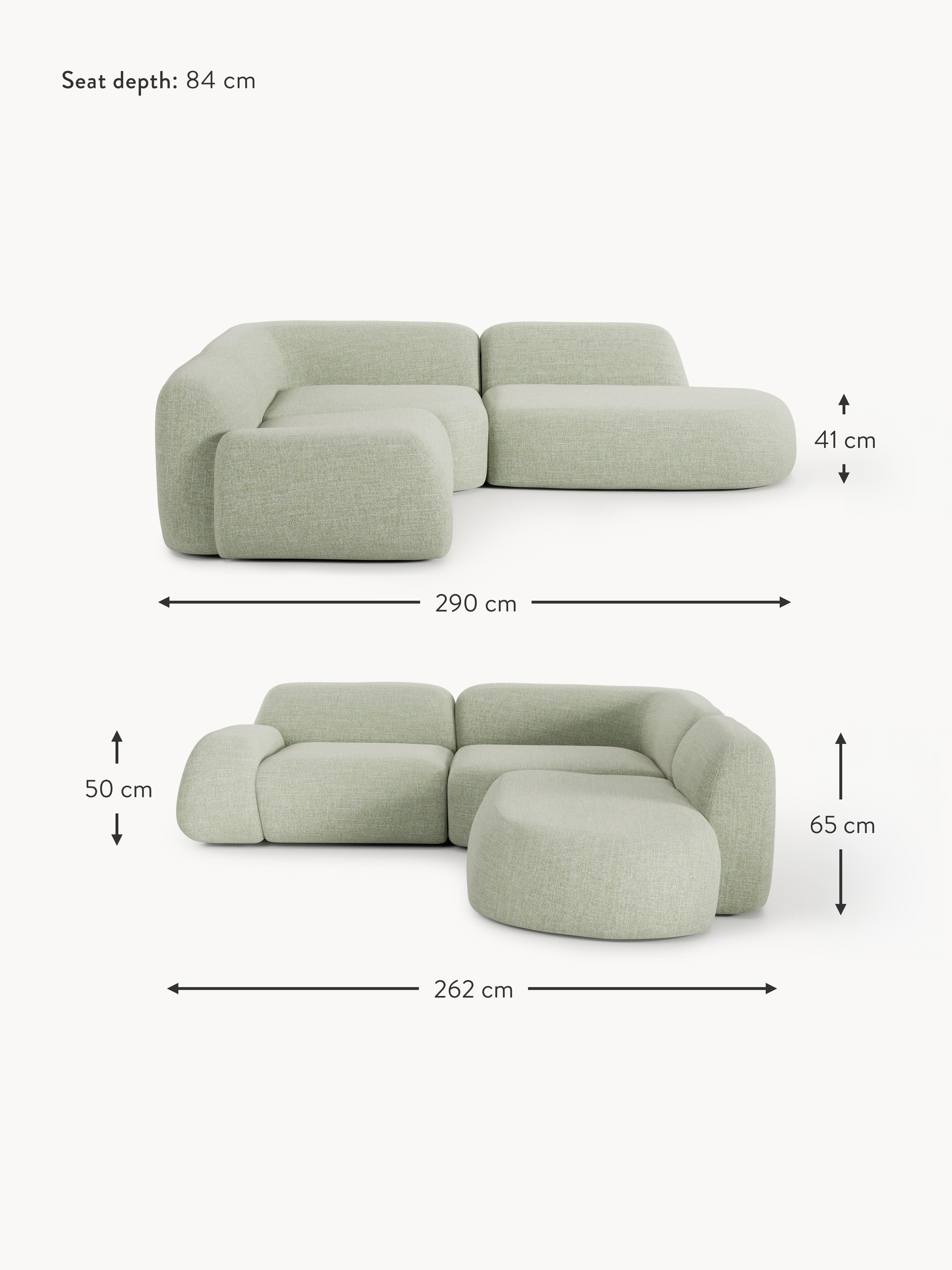 Wolke Modular Bouclé Corner Sofa (4-seater) with Chaise End