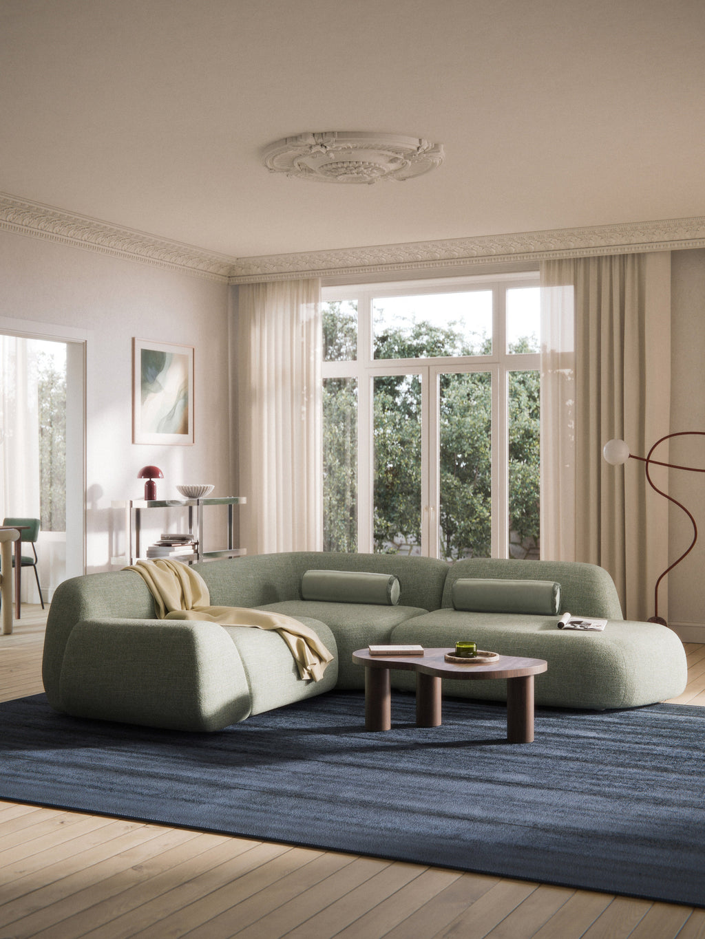 Wolke Modular Bouclé Corner Sofa (4-seater) with Chaise End