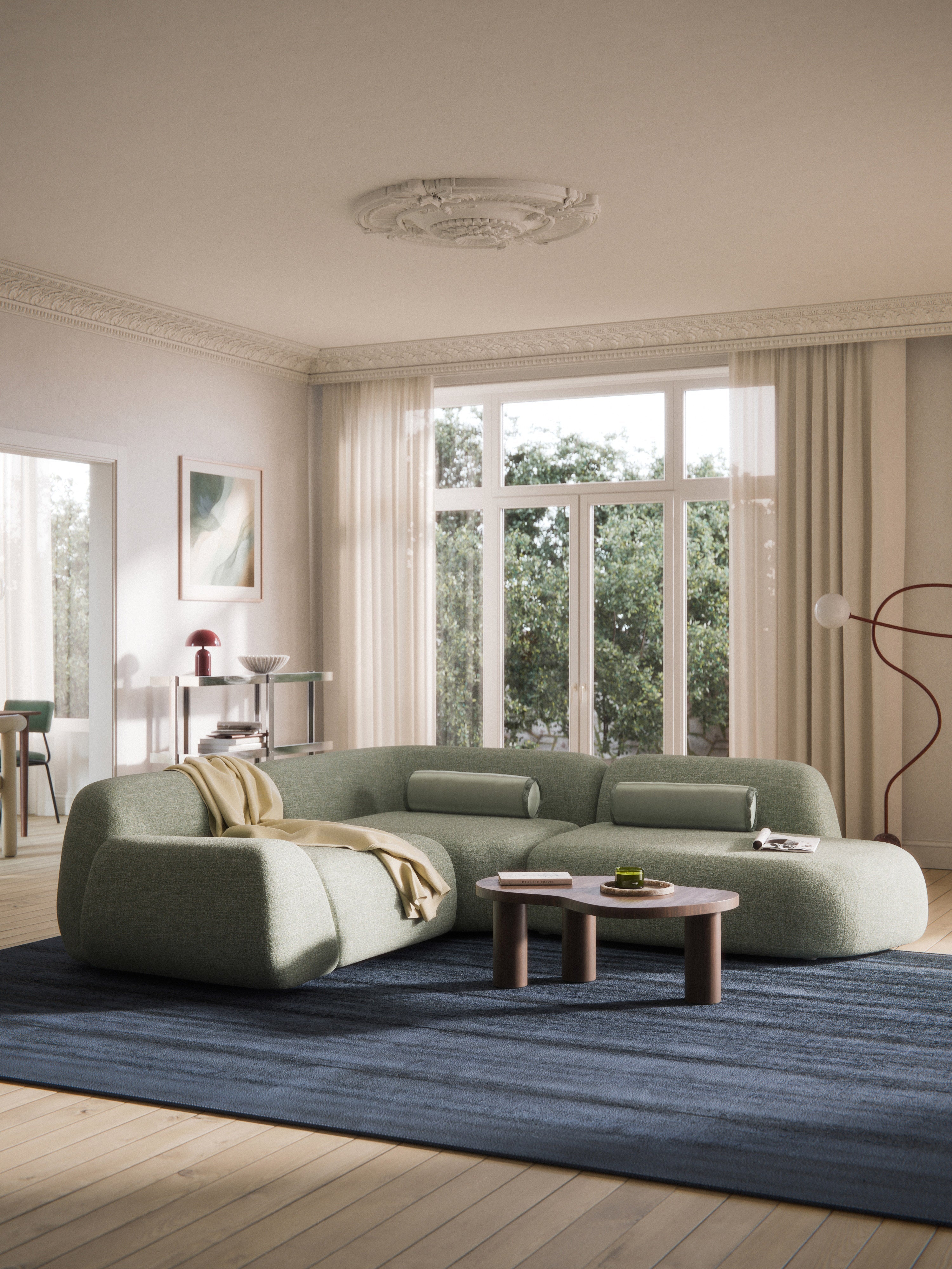 Wolke Modular Bouclé Corner Sofa (4-seater) with Chaise End
