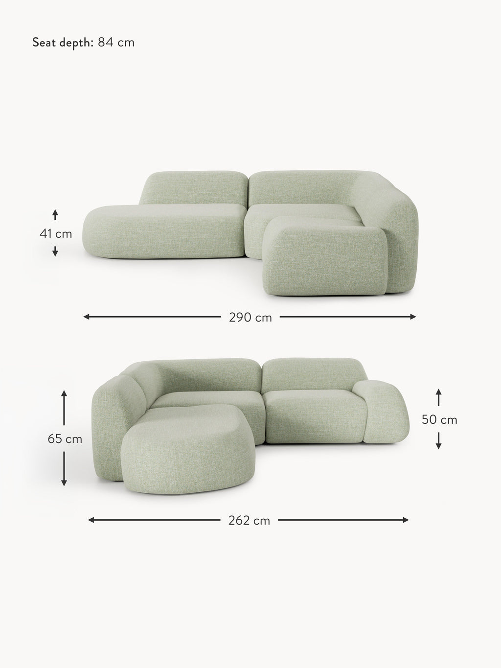 Wolke Modular Bouclé Corner Sofa (4-seater) with Chaise End