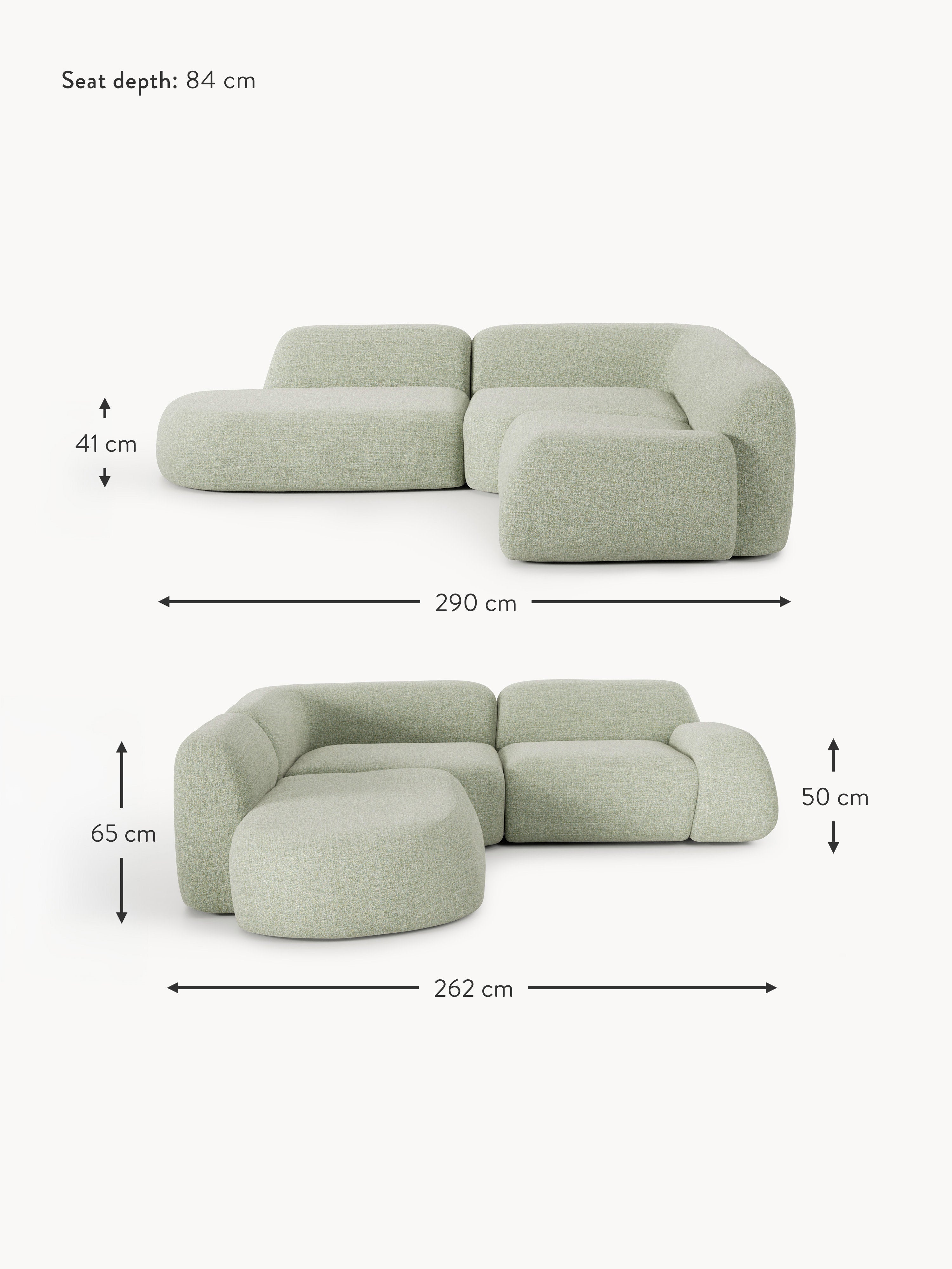 Wolke Modular Bouclé Corner Sofa (4-seater) with Chaise End