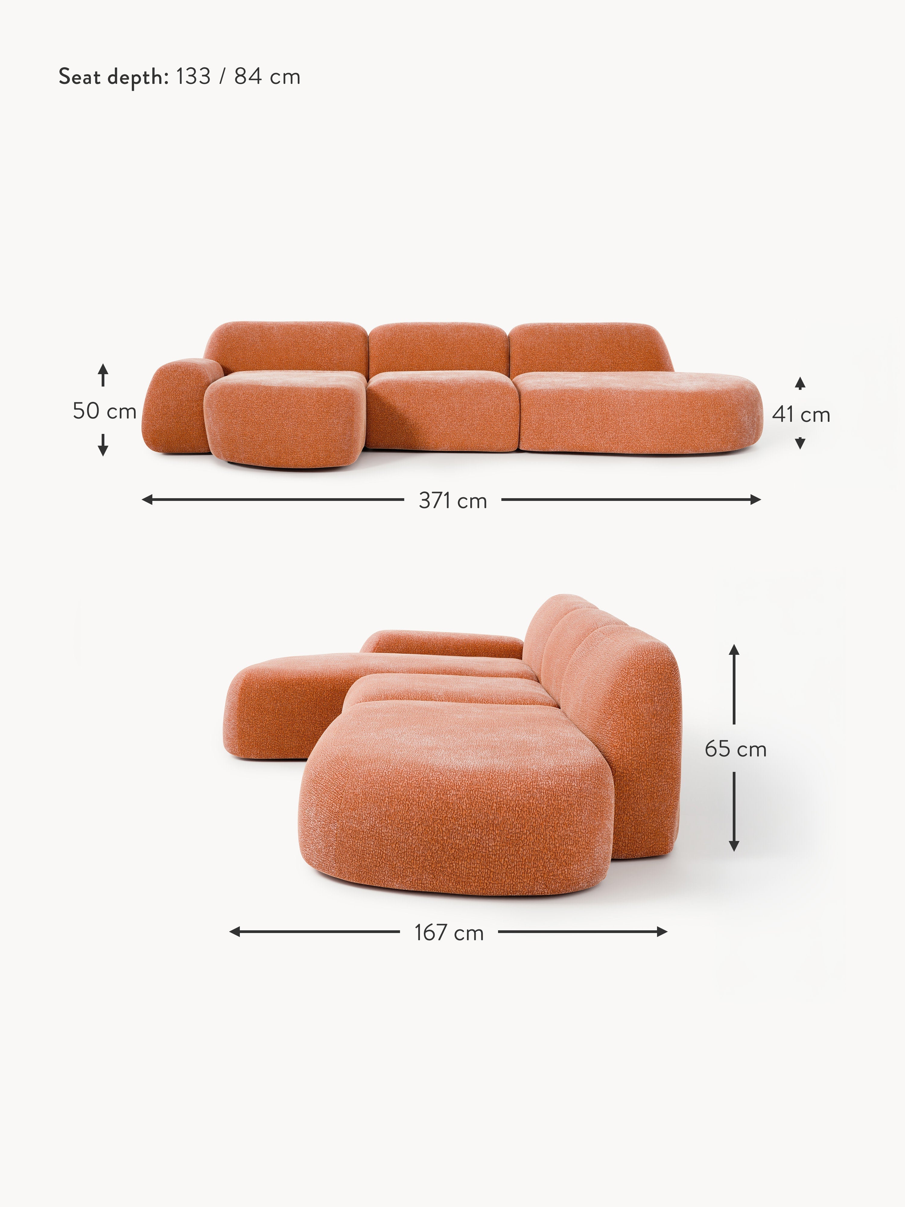 Wolke Modular Corner Sofa (4-seater) with Chaise End