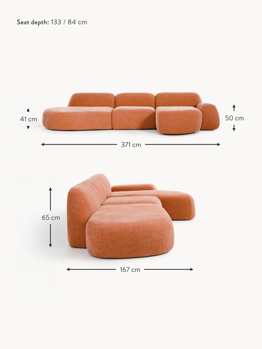 Wolke Modular Corner Sofa (4-seater) with Chaise End