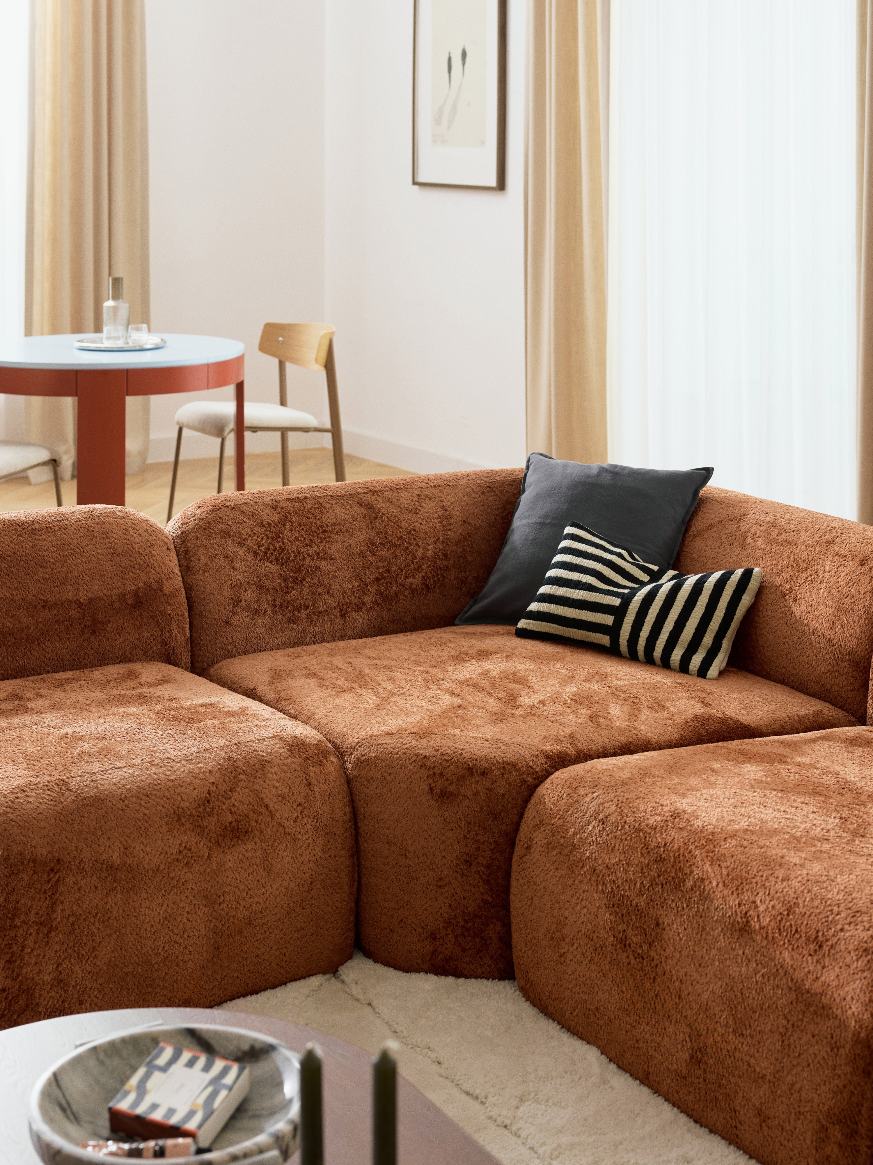 Wolke XL Modular Teddy Bouclé Corner Sofa with Chaise Ends