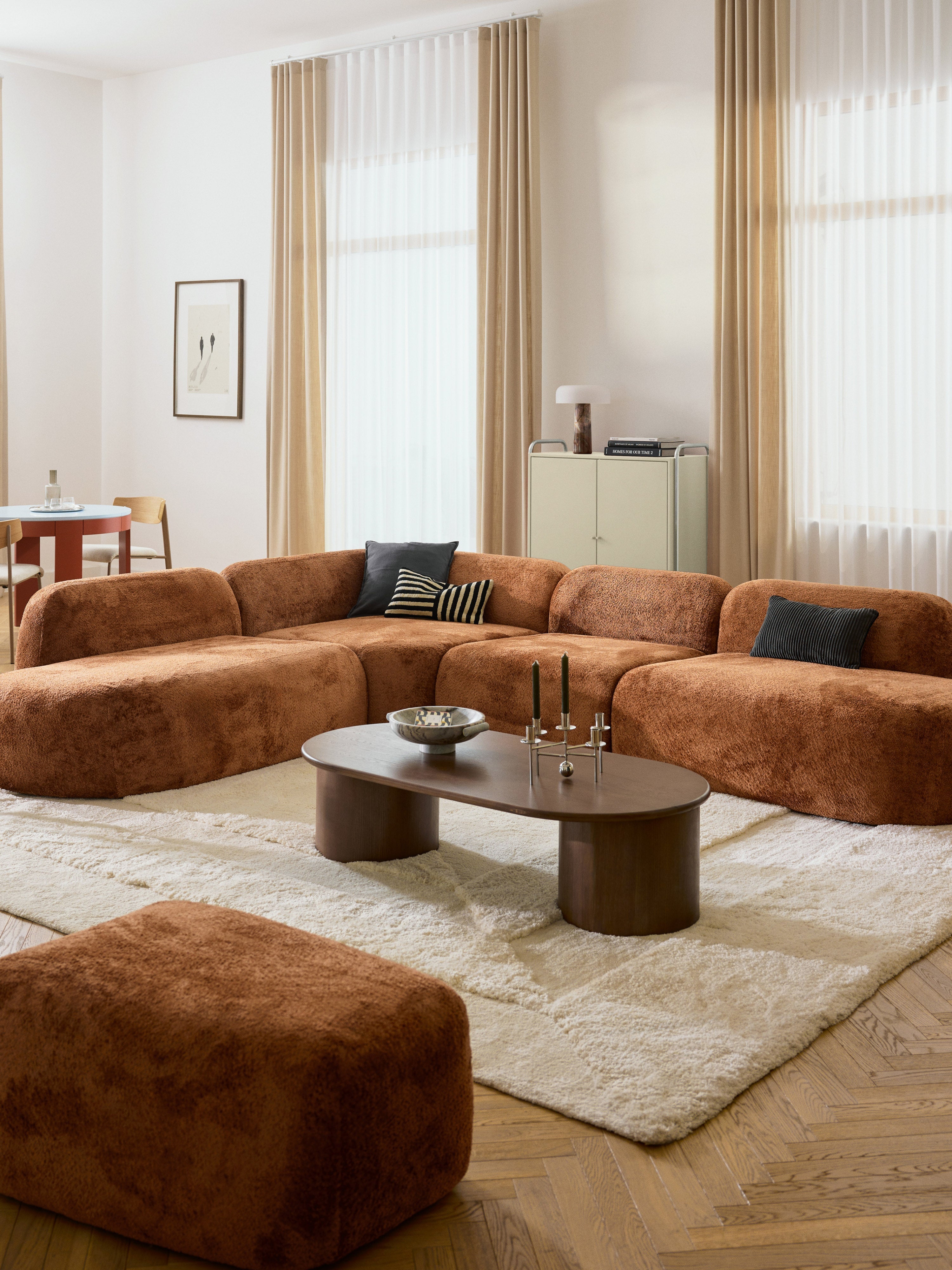Wolke XL Modular Teddy Bouclé Corner Sofa with Chaise Ends