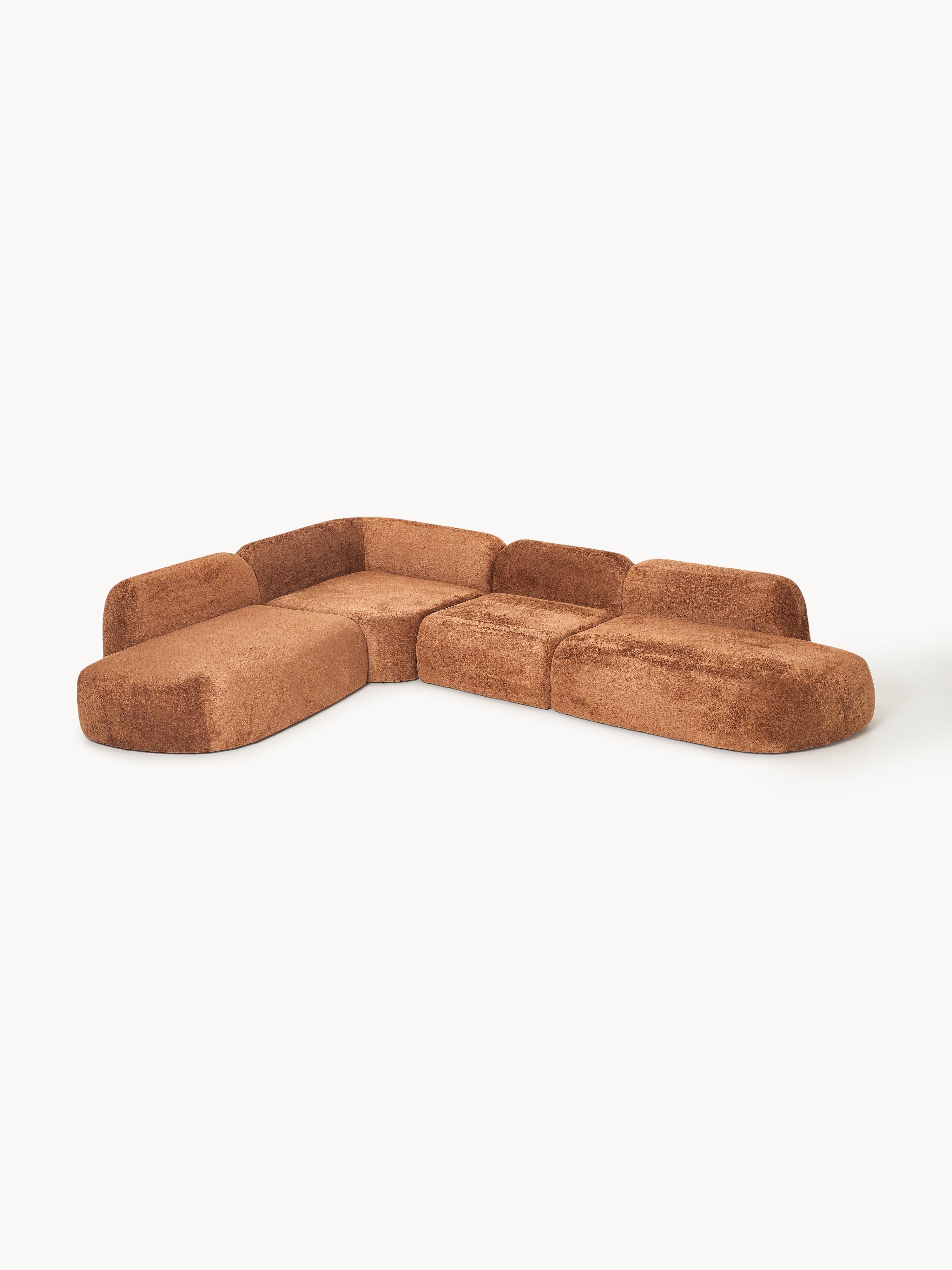 Wolke XL Modular Teddy Bouclé Corner Sofa with Chaise Ends