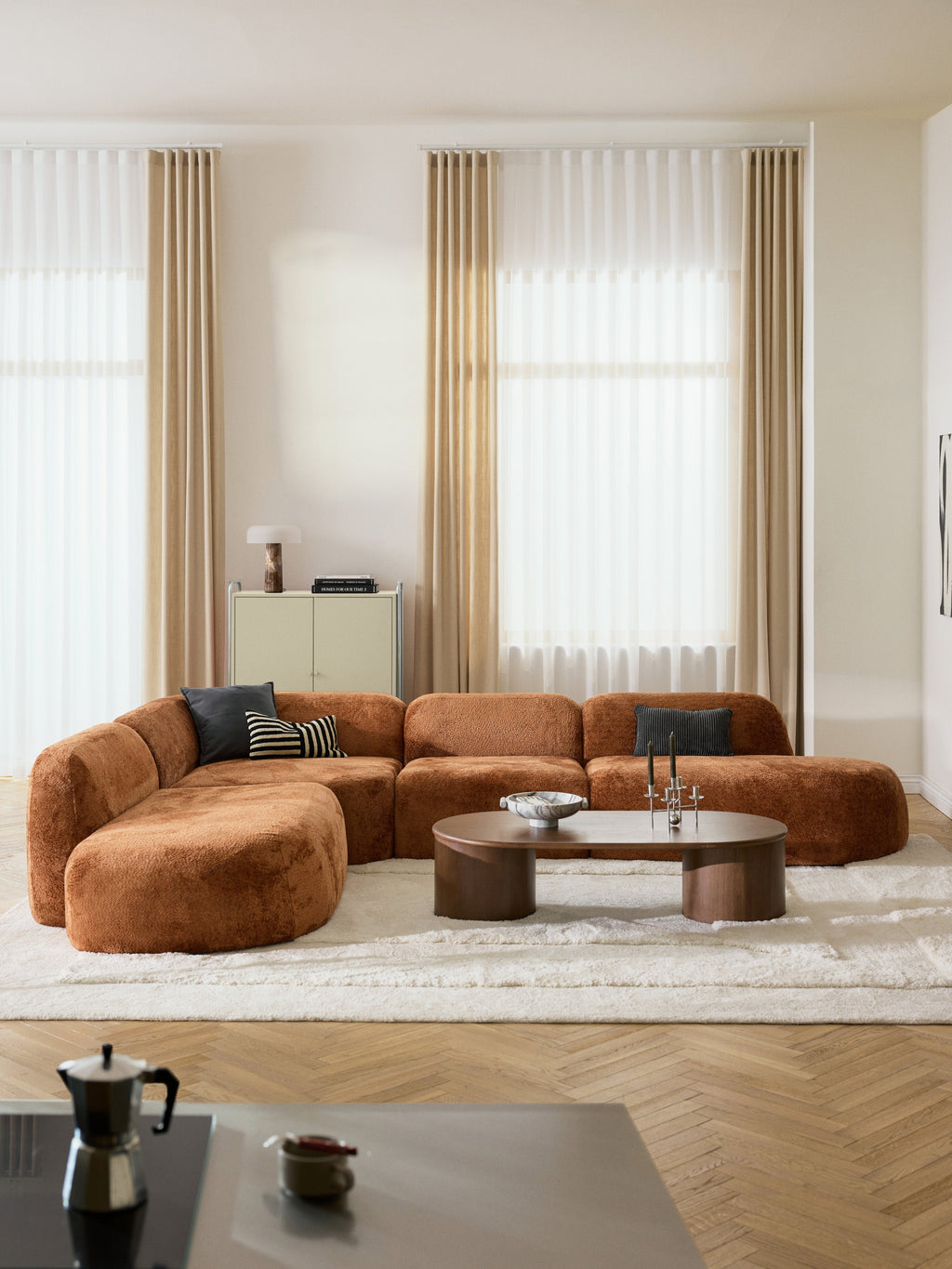 Wolke XL Modular Teddy Bouclé Corner Sofa with Chaise Ends