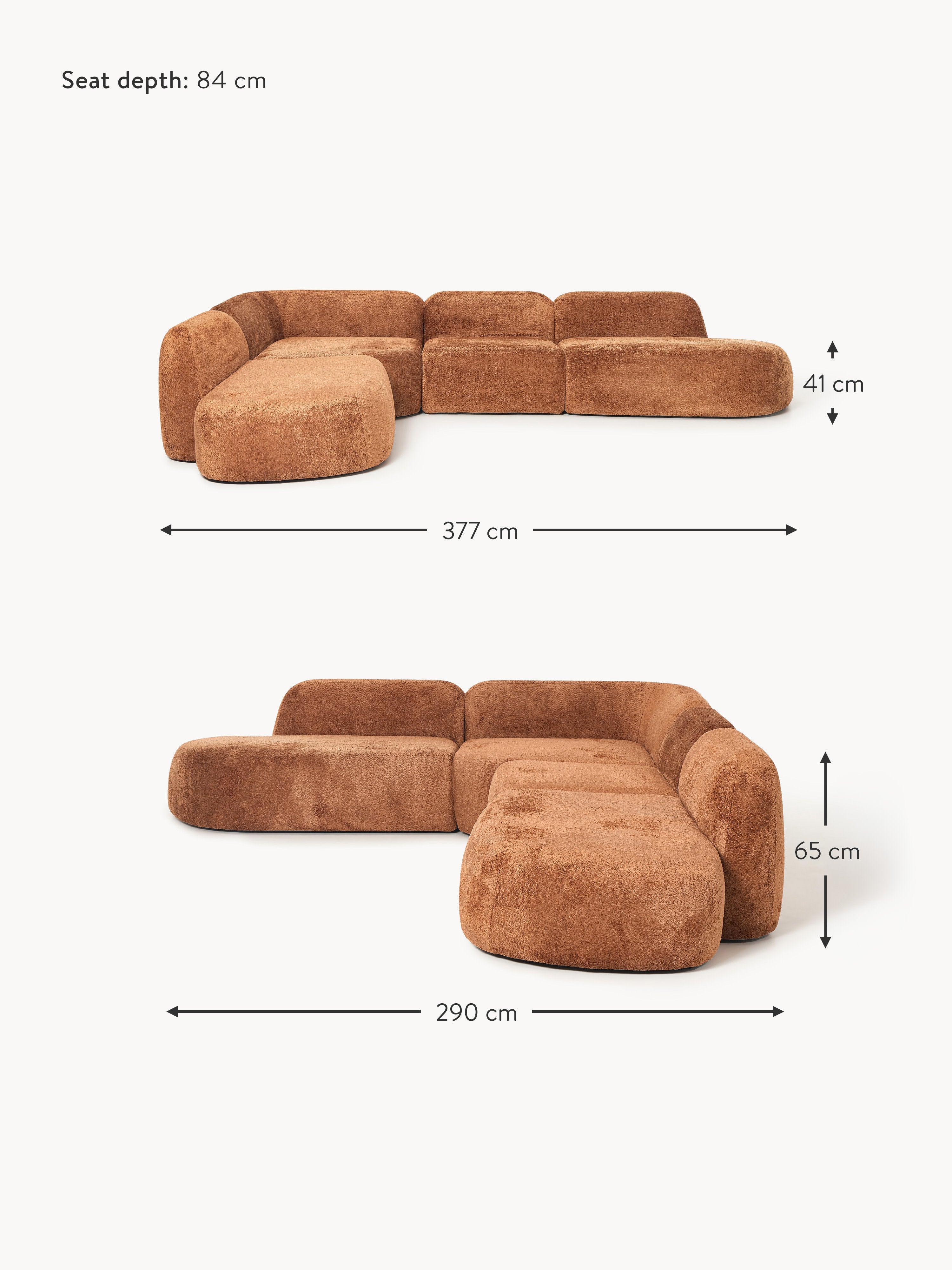 Wolke XL Modular Teddy Bouclé Corner Sofa with Chaise Ends