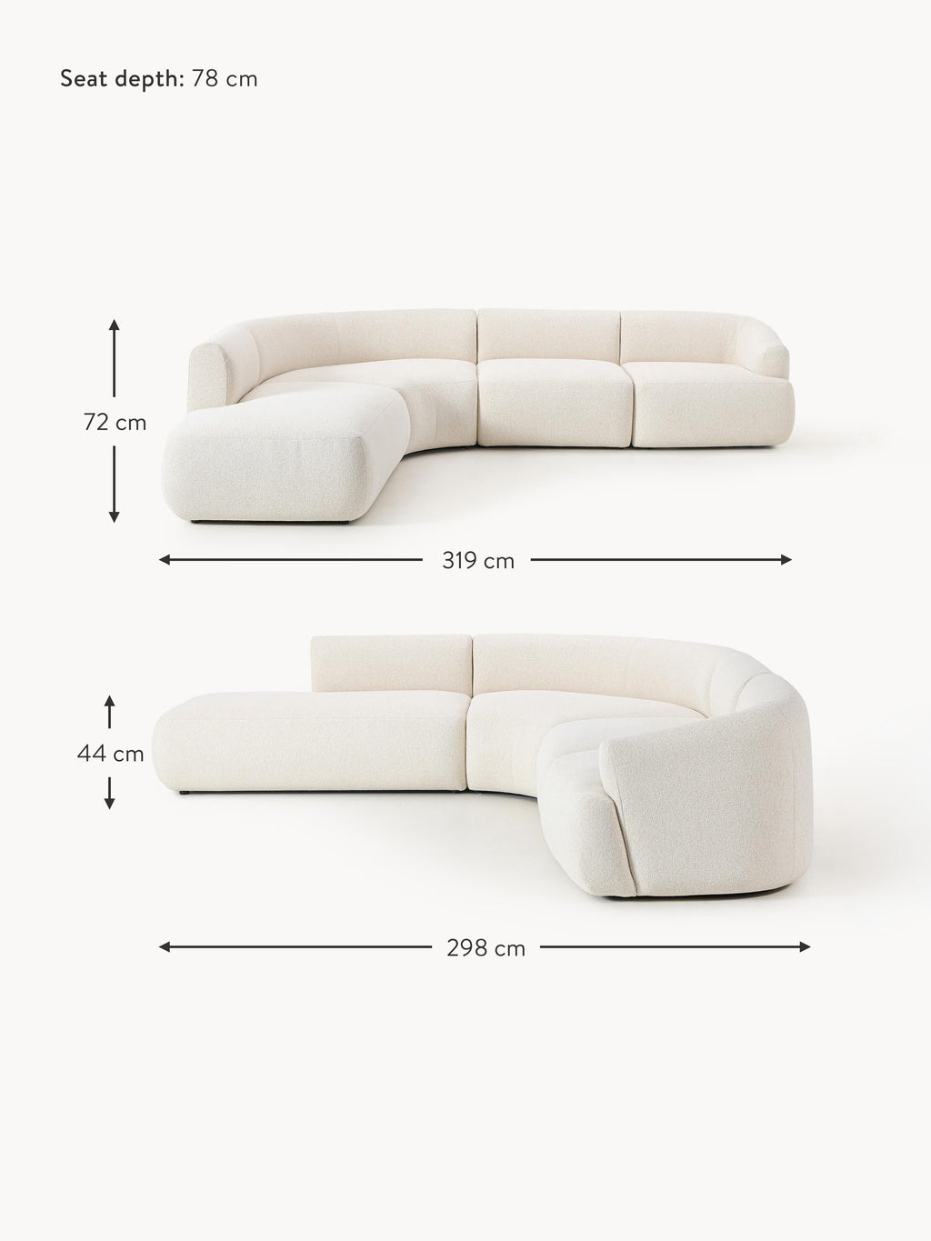 Sofia Modular Bouclé Corner Sofa (4-seater)