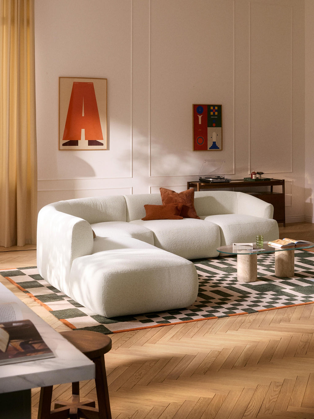 Sofia Modular Bouclé Corner Sofa (4-seater)