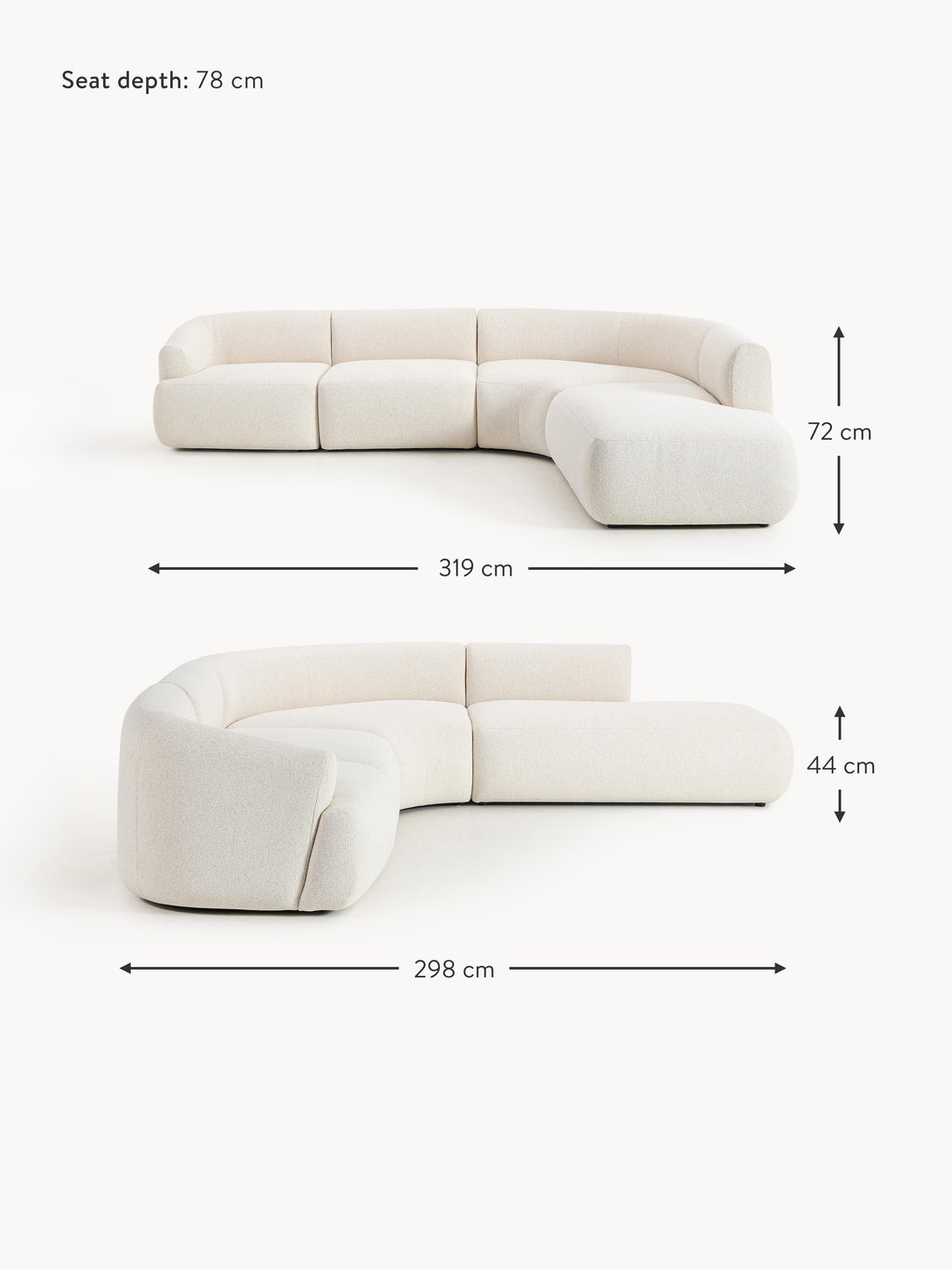 Sofia Modular Bouclé Corner Sofa (4-seater)