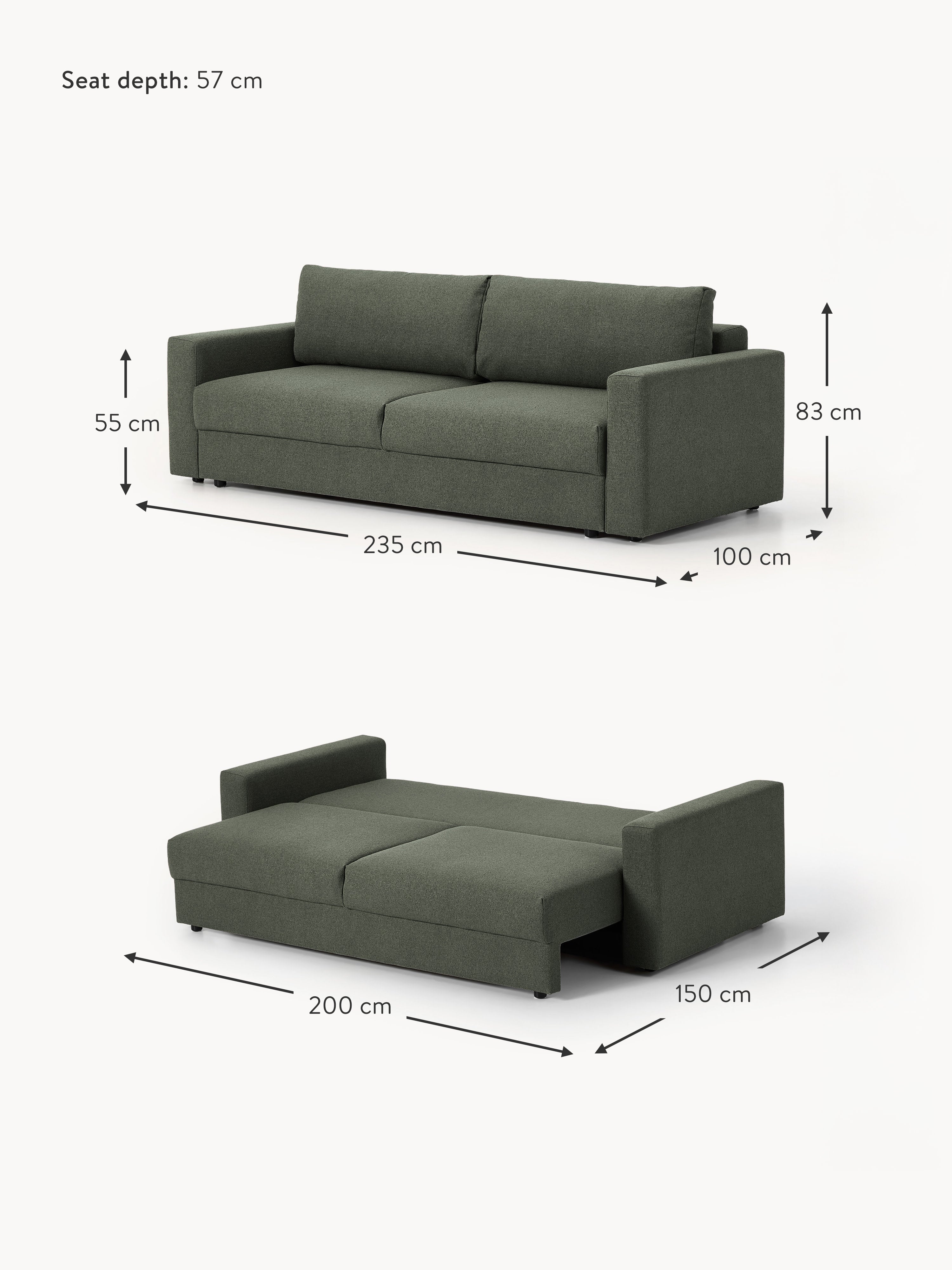 Tasha Bouclé Sofa Bed (3-seater)