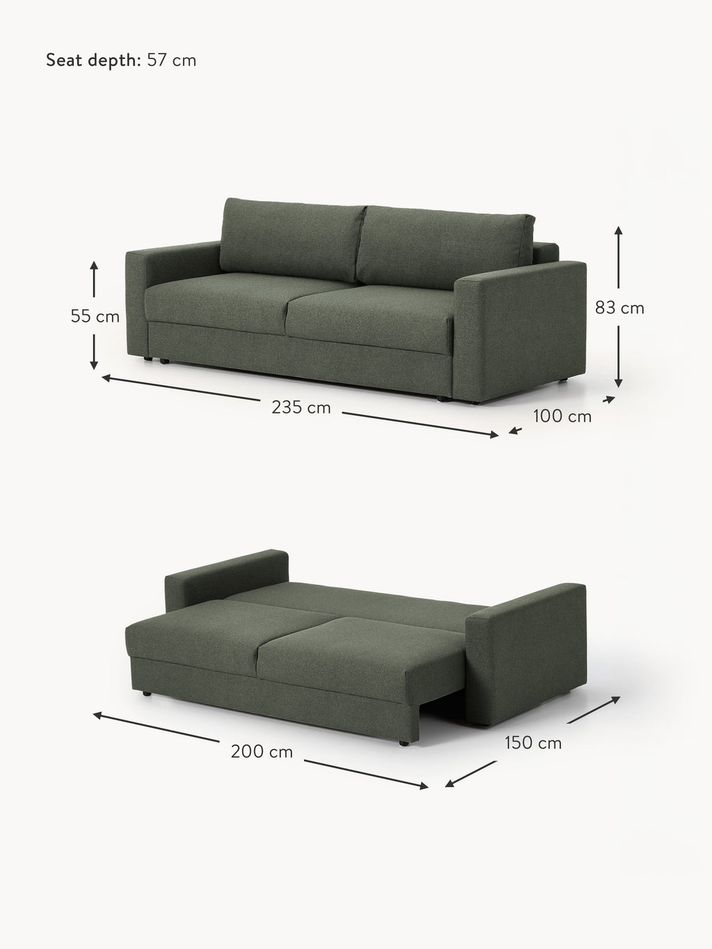 Tasha Bouclé Sofa Bed (3-seater)