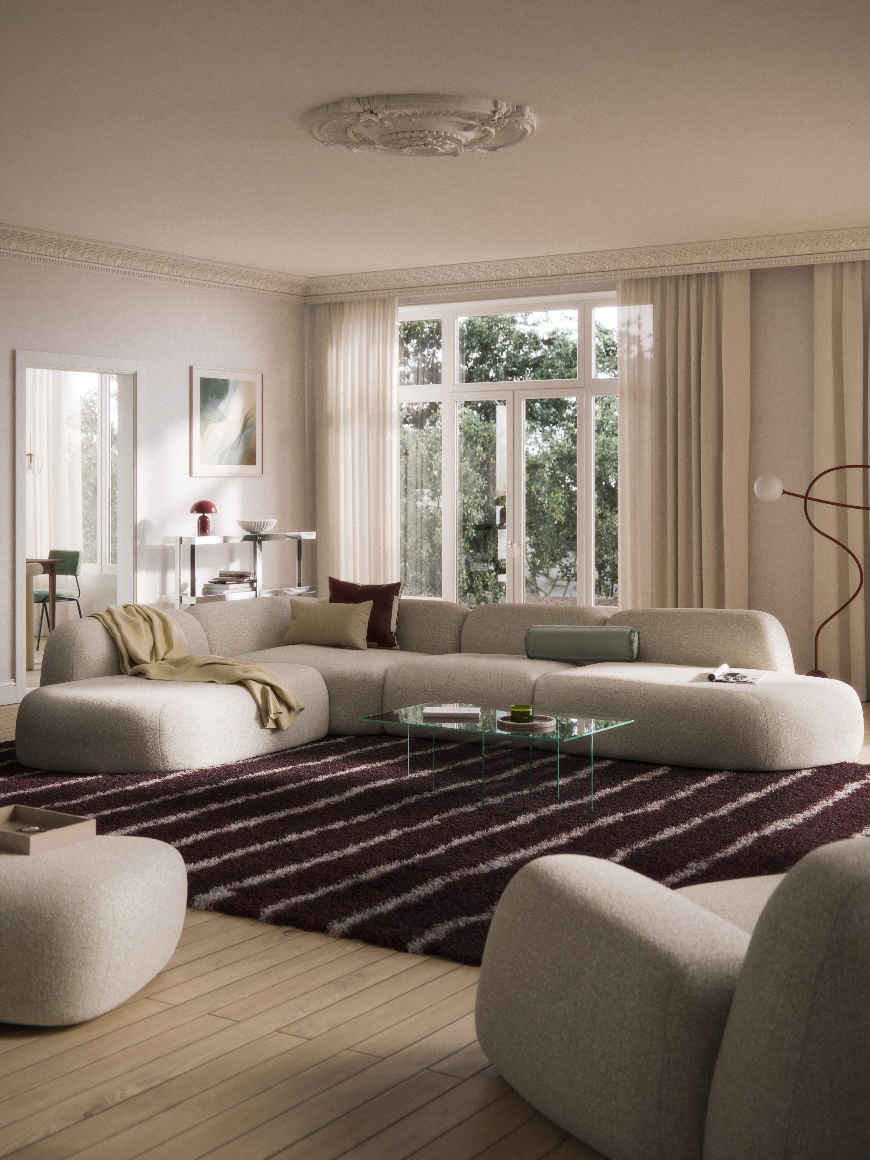Wolke XL Modular Bouclé Corner Sofa with Chaise Ends