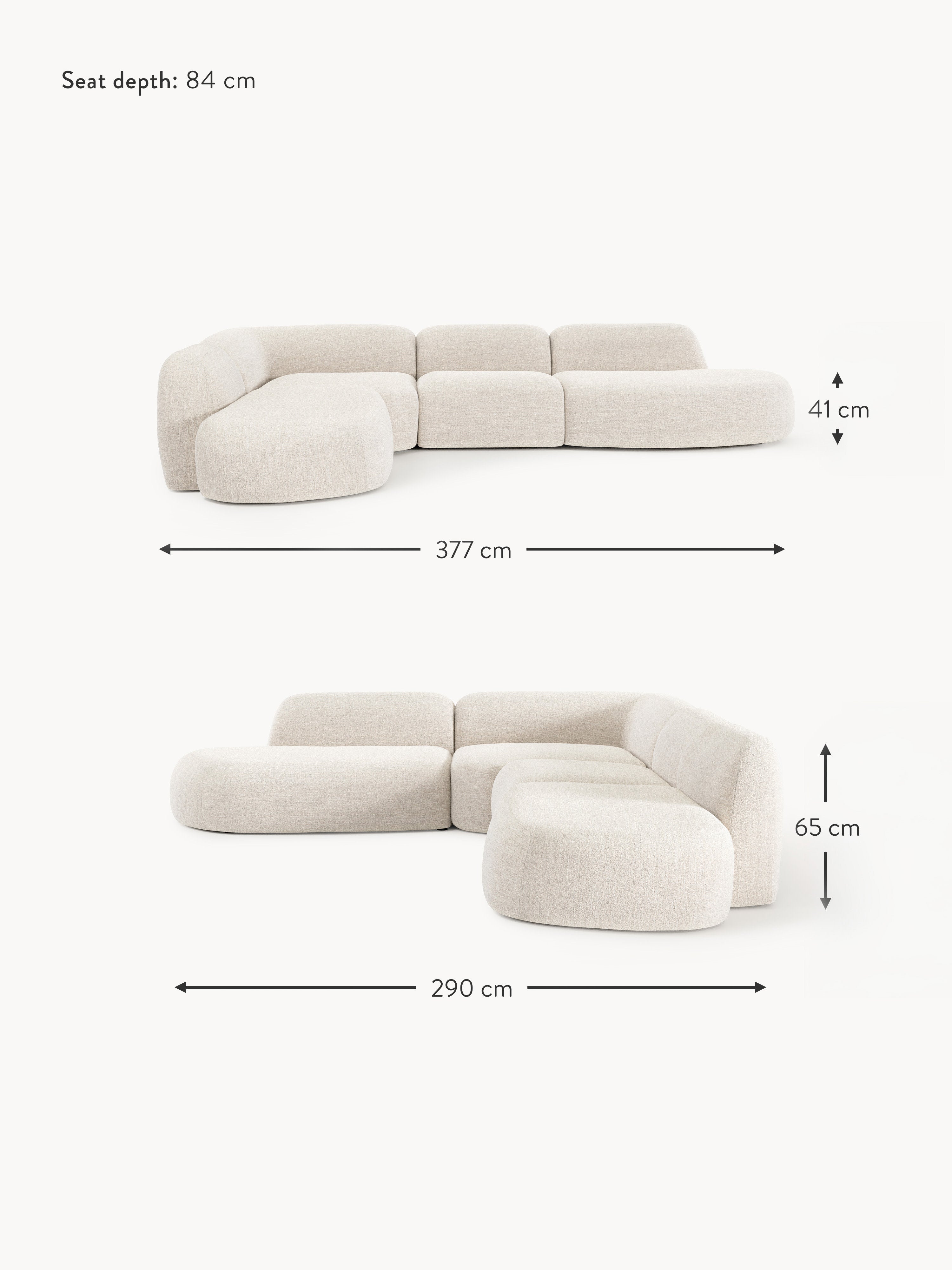 Wolke XL Modular Bouclé Corner Sofa with Chaise Ends