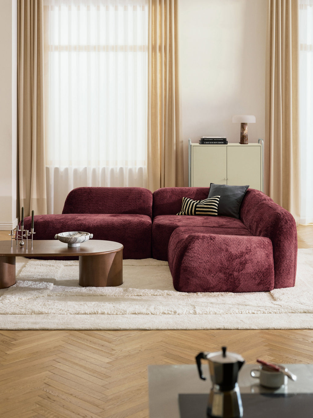 Wolke Modular Teddy Bouclé Corner Sofa (4-seater) with Chaise End