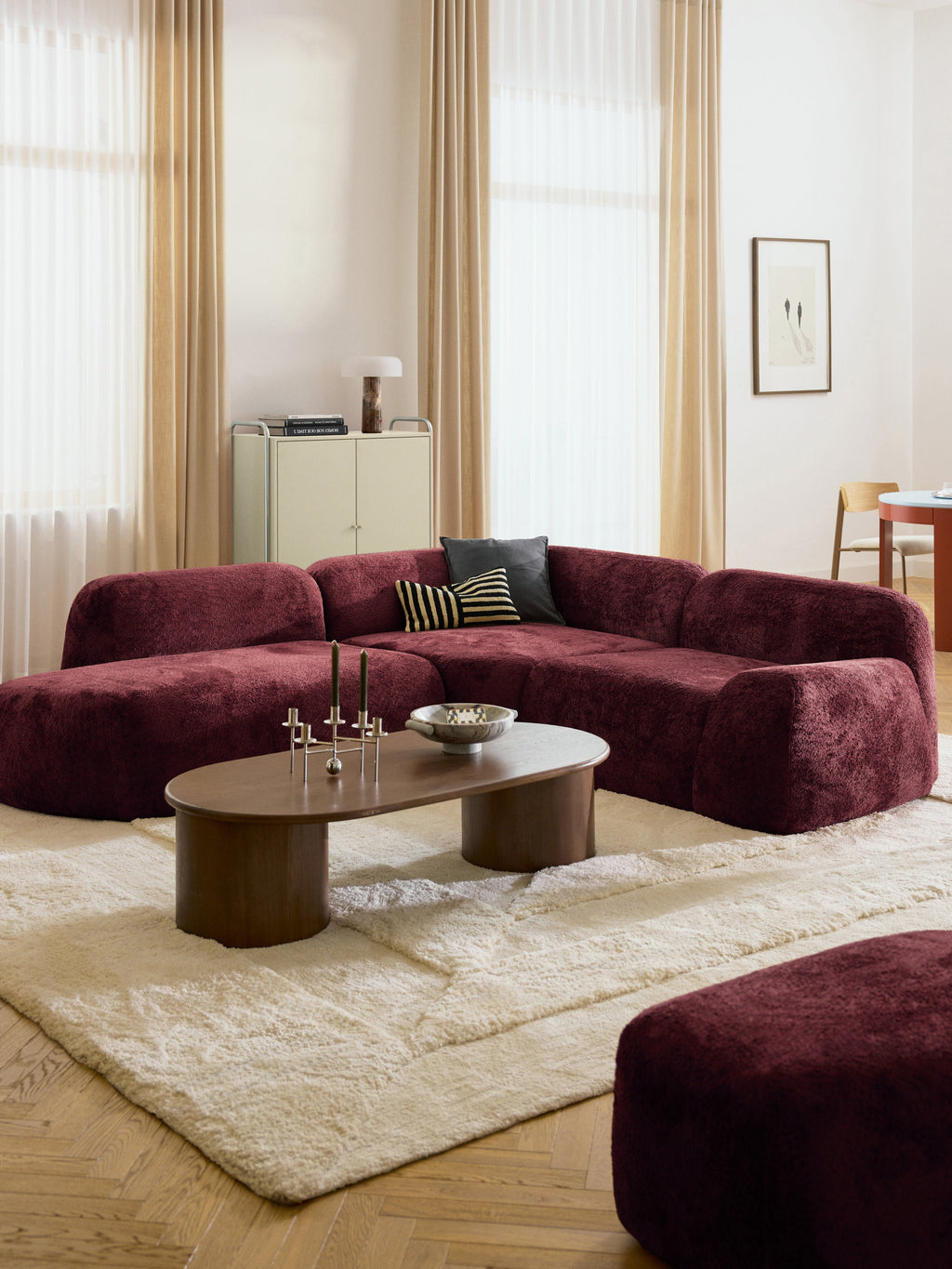 Wolke Modular Teddy Bouclé Corner Sofa (4-seater) with Chaise End