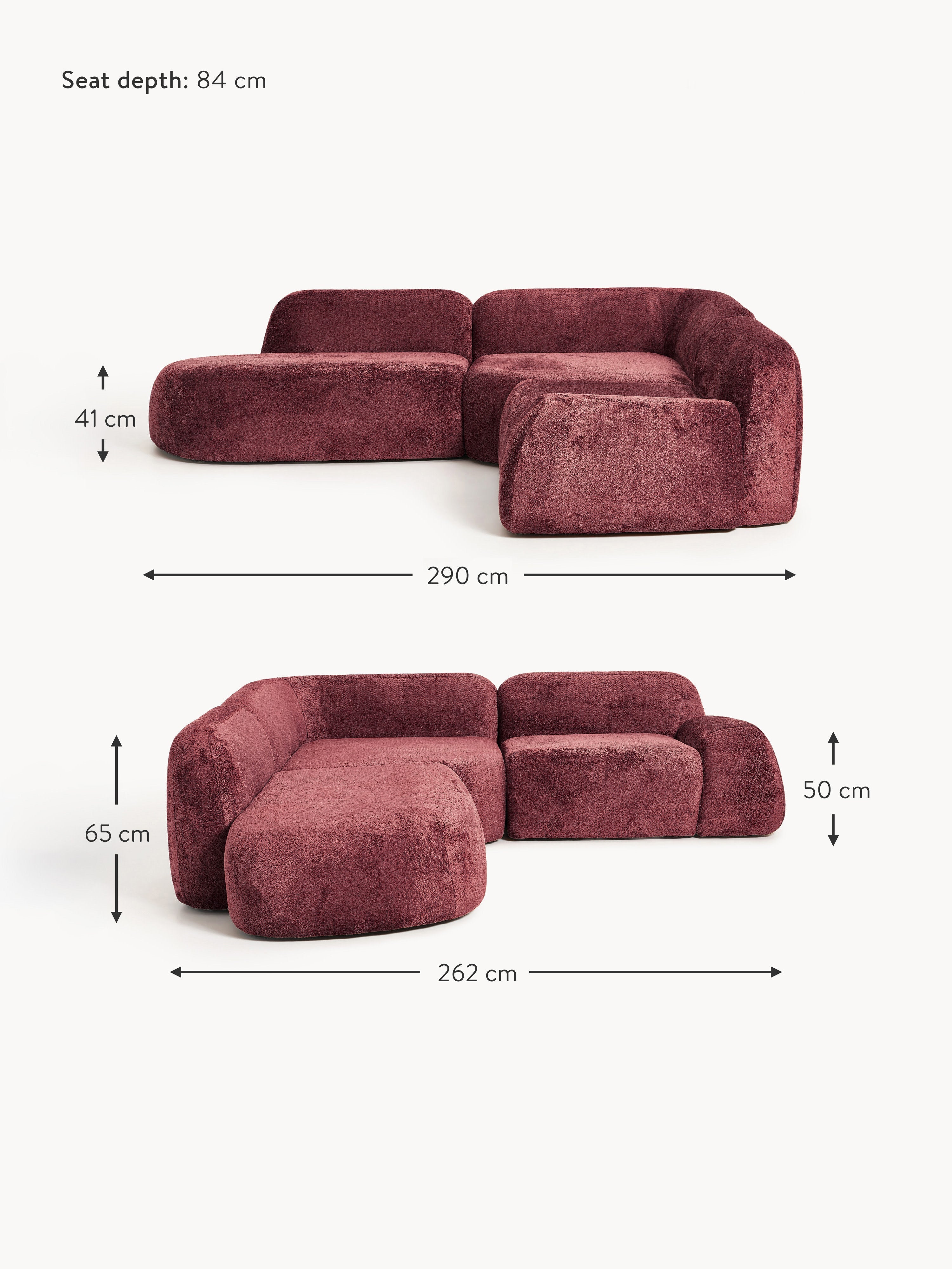 Wolke Modular Teddy Bouclé Corner Sofa (4-seater) with Chaise End