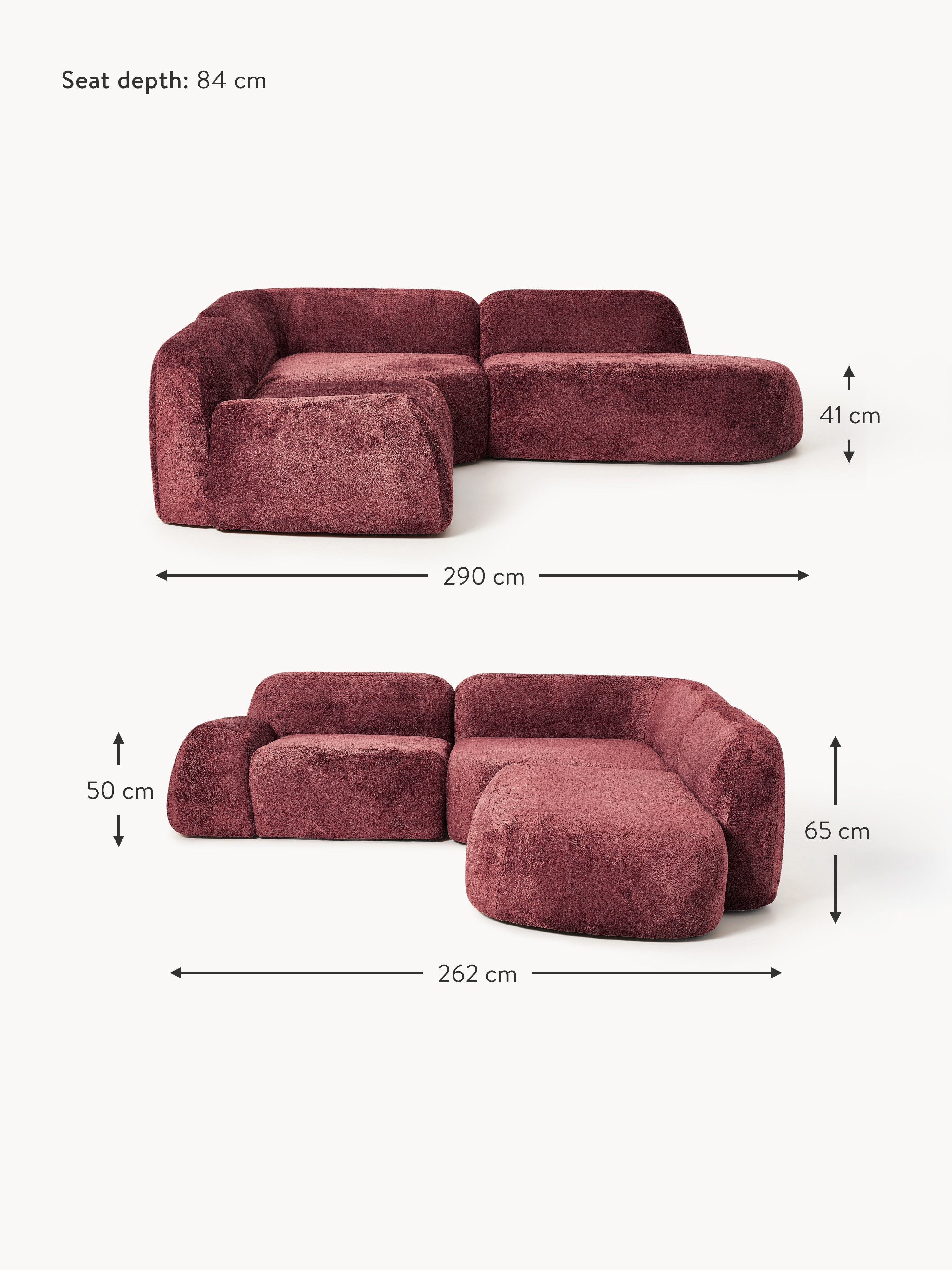 Wolke Modular Teddy Bouclé Corner Sofa (4-seater) with Chaise End