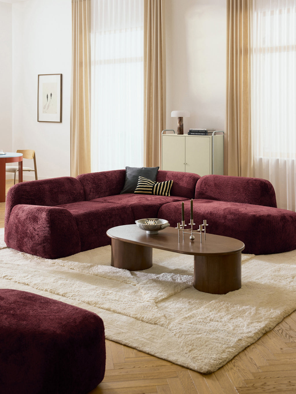 Wolke Modular Teddy Bouclé Corner Sofa (4-seater) with Chaise End