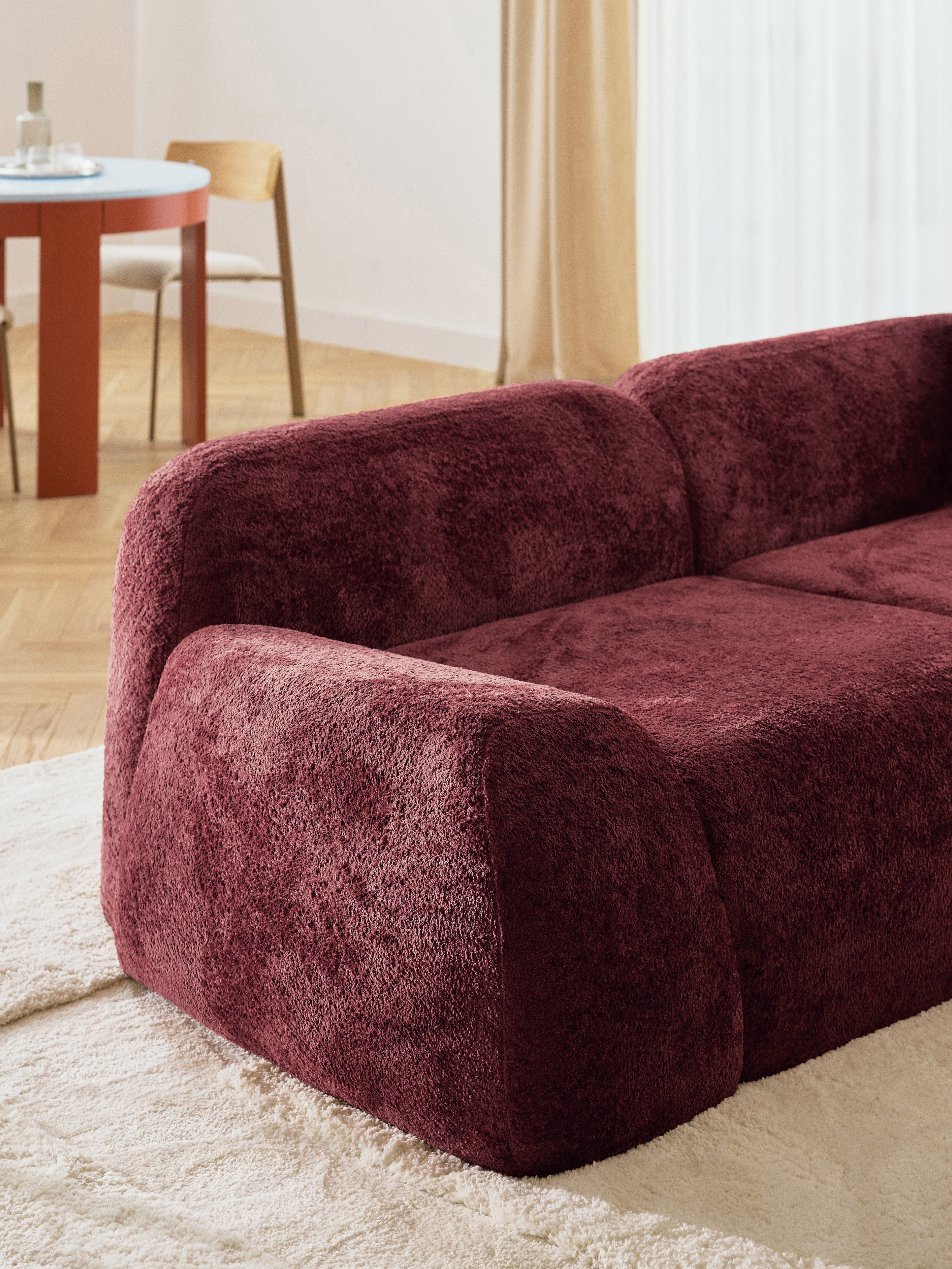 Wolke Modular Teddy Bouclé Corner Sofa (4-seater) with Chaise End