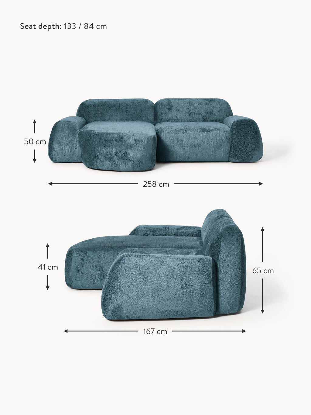Wolke Modular Teddy Bouclé Corner Sofa (3-seater)