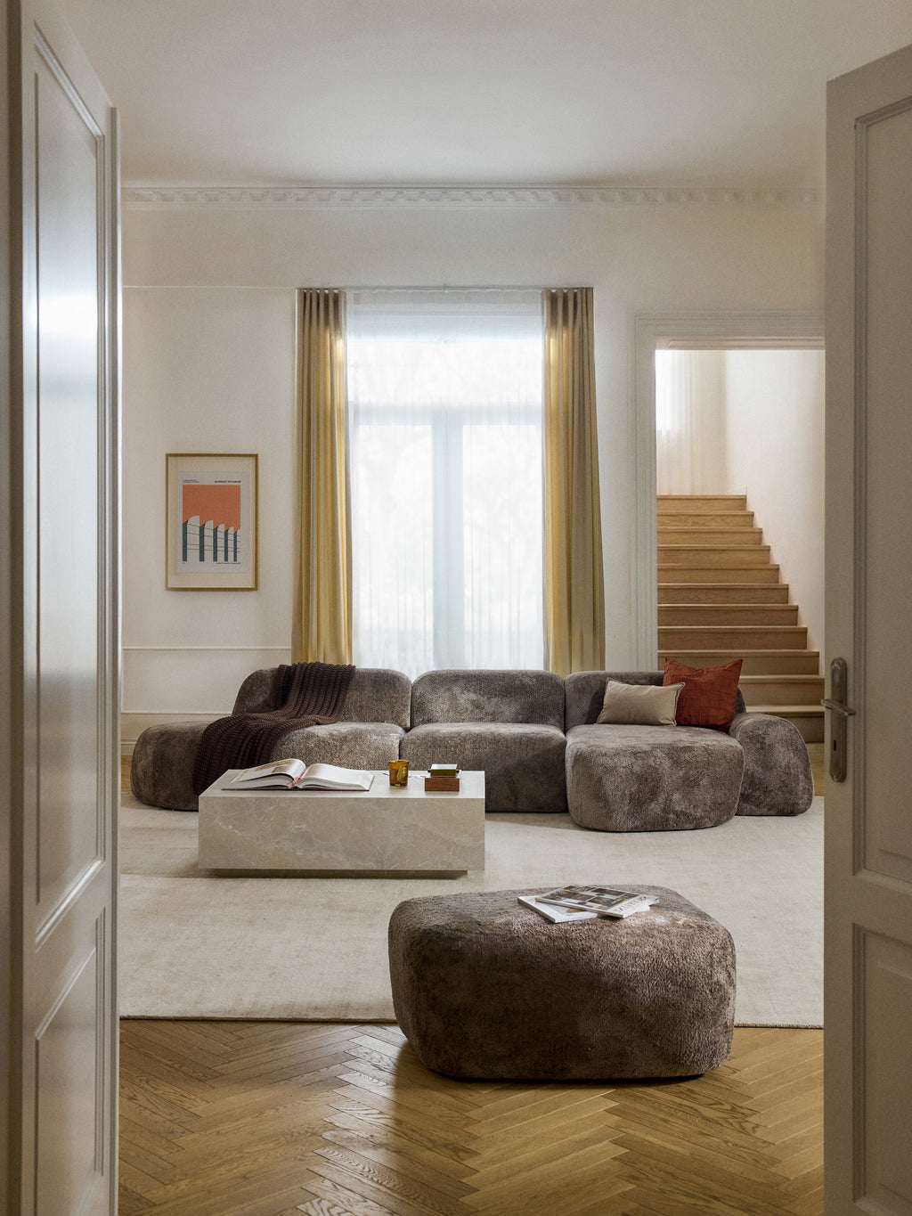 Wolke Modular Teddy Bouclé Corner Sofa (4-seater) with Chaise End