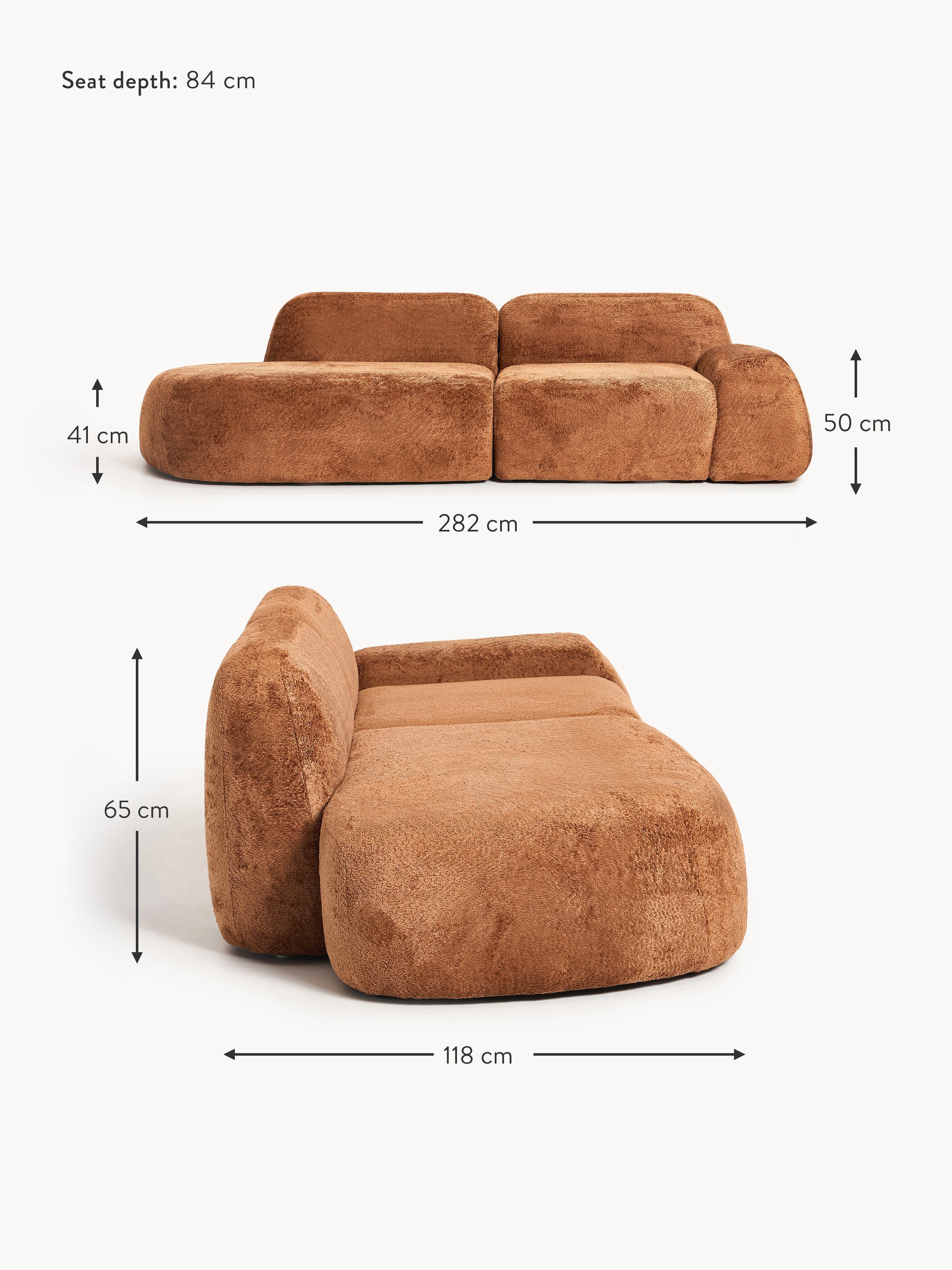 Wolke Modular Teddy Bouclé Chaise (3-seater)
