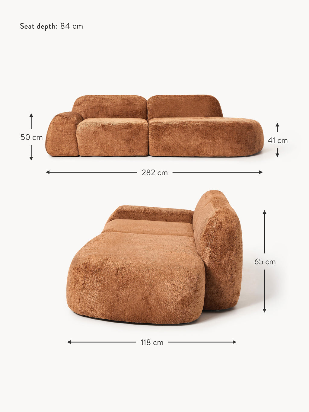 Wolke Modular Teddy Bouclé Chaise (3-seater)