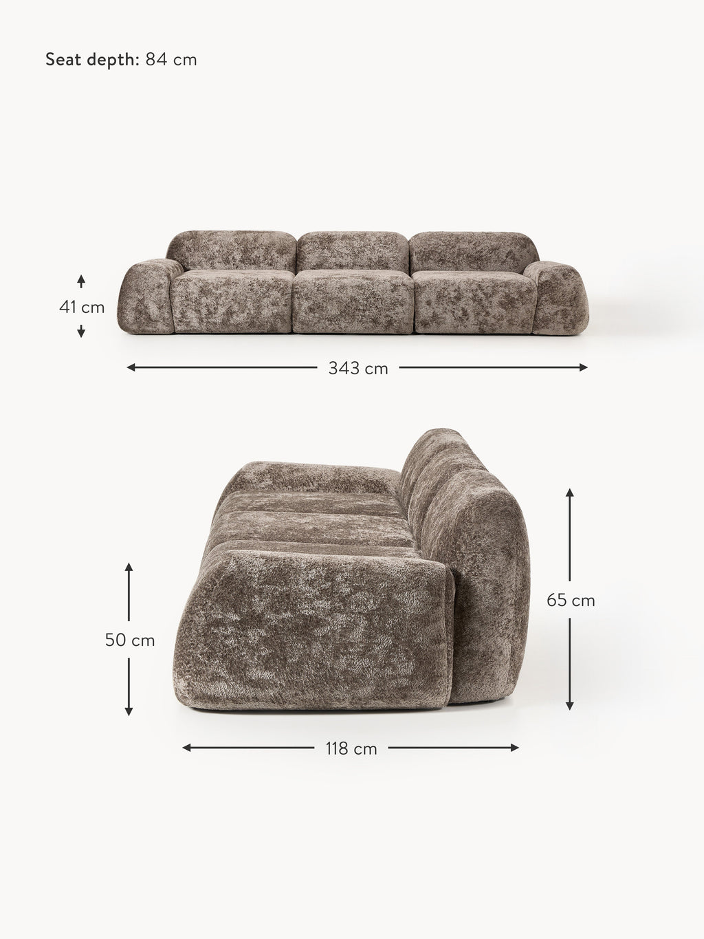 Wolke Modular Teddy Bouclé Sofa (4-seater)