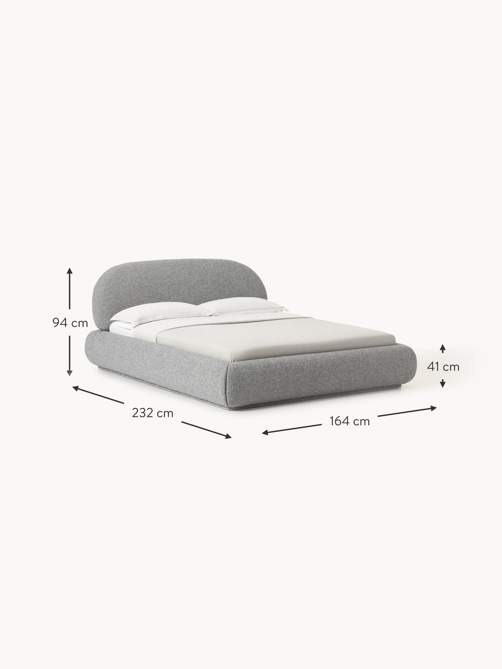 Alba Upholstered Bouclé Bed with Storage