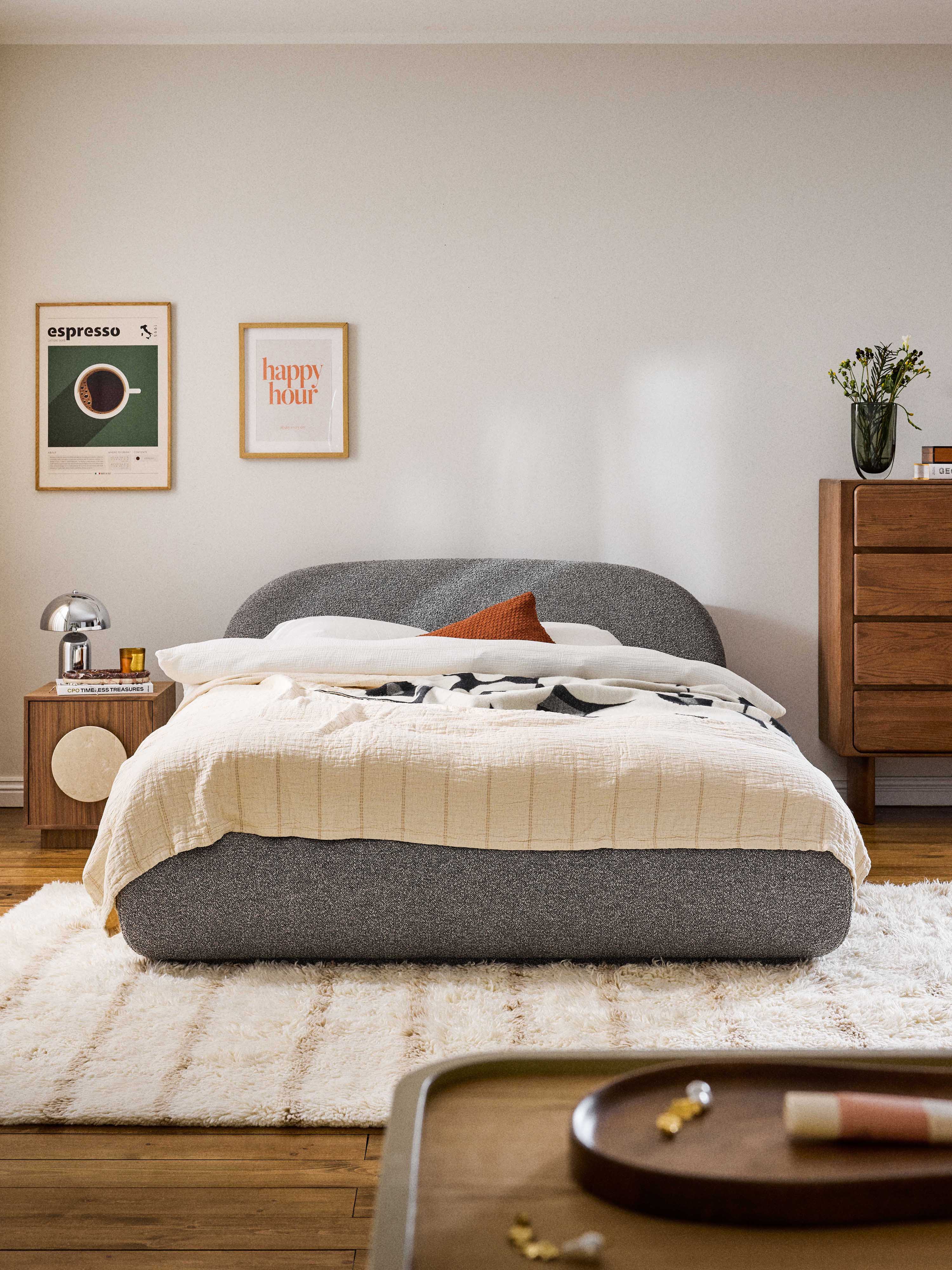 Alba Upholstered Bouclé Bed with Storage