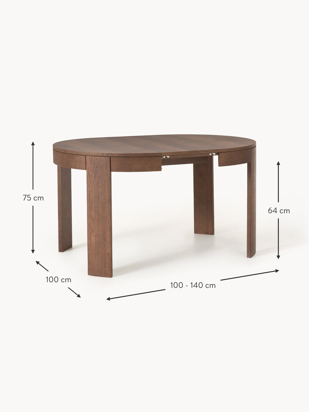 Samos Extendable Dining Table, 100 - 140 x 75 cm