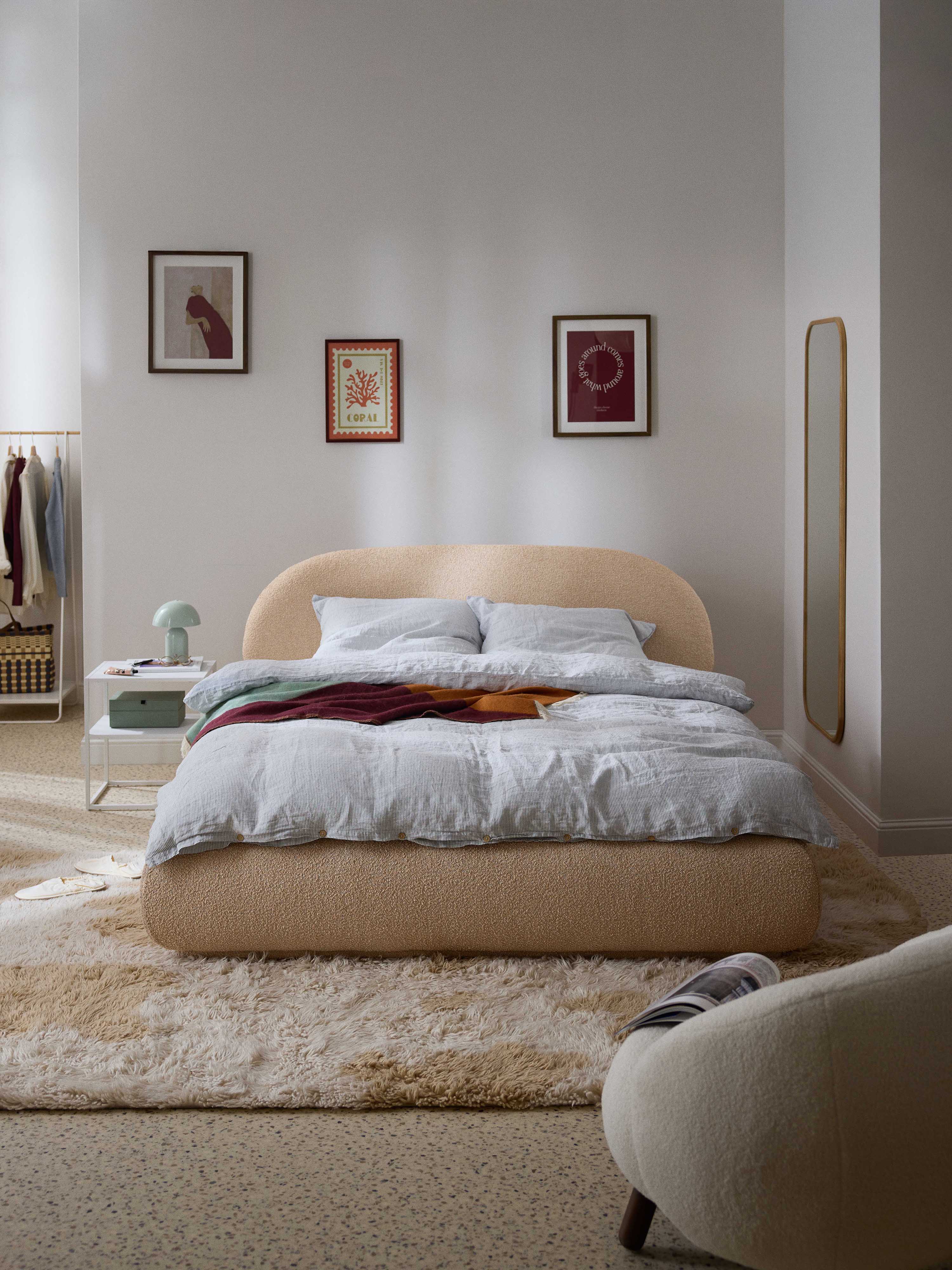 Alba Upholstered Bouclé Bed