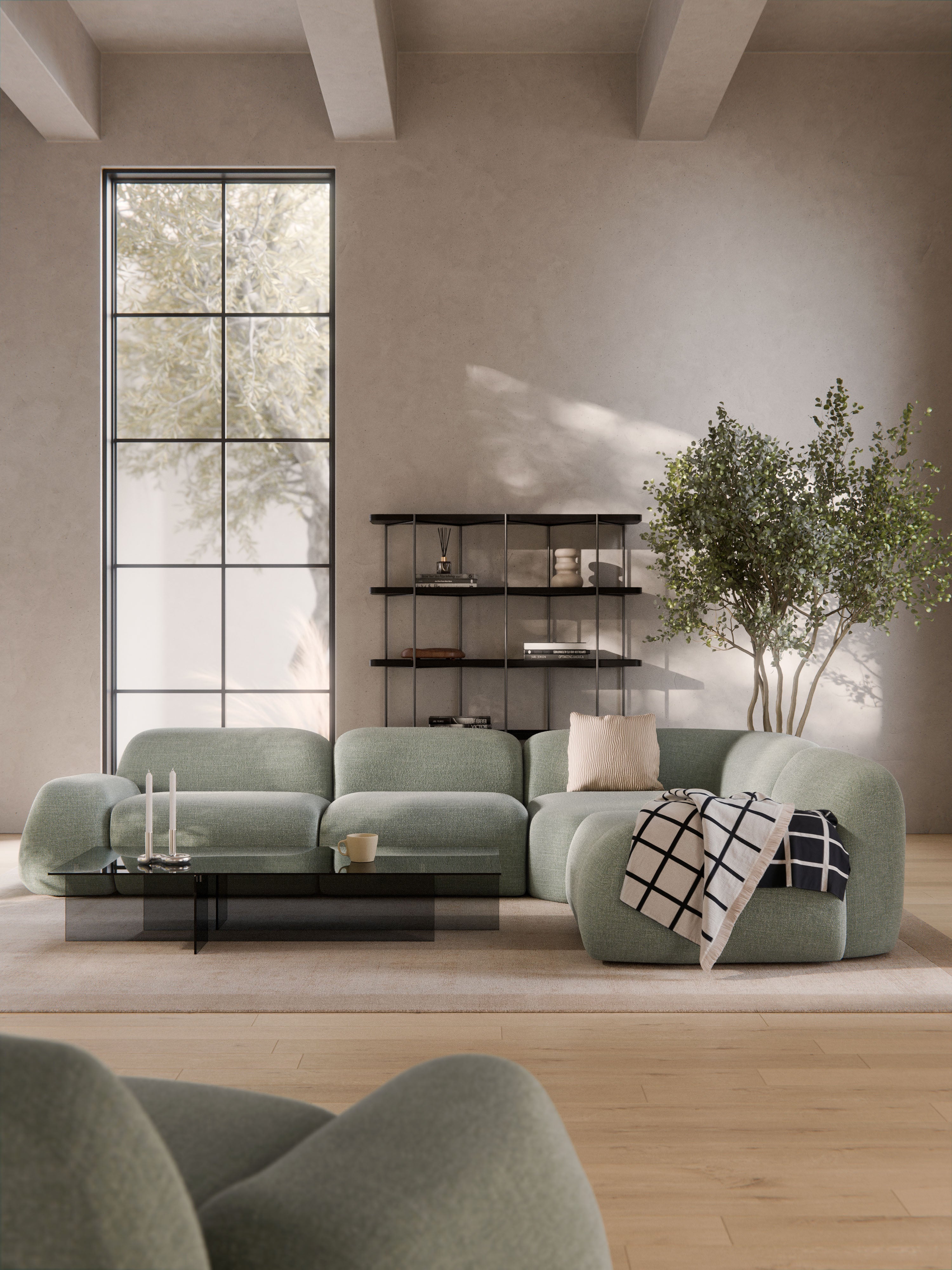 Wolke Modular Bouclé Corner Sofa (4-seater)