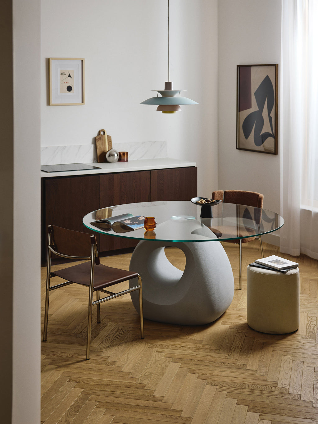 Linus Round Dining Table with Glass Top, in various sizes