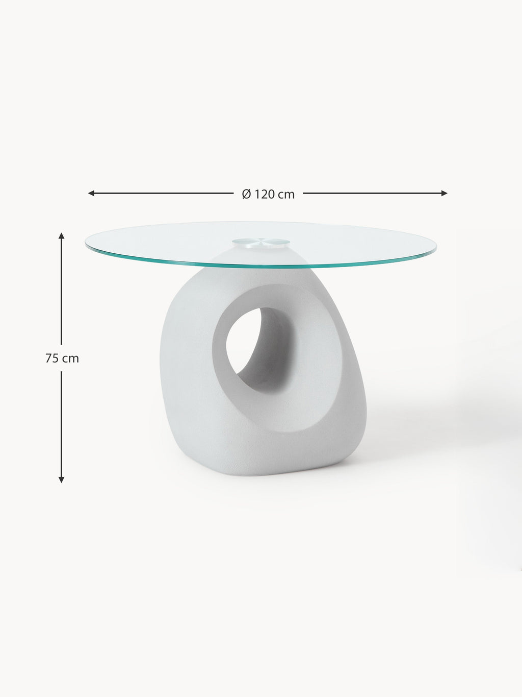Linus Round Dining Table with Glass Top, in various sizes