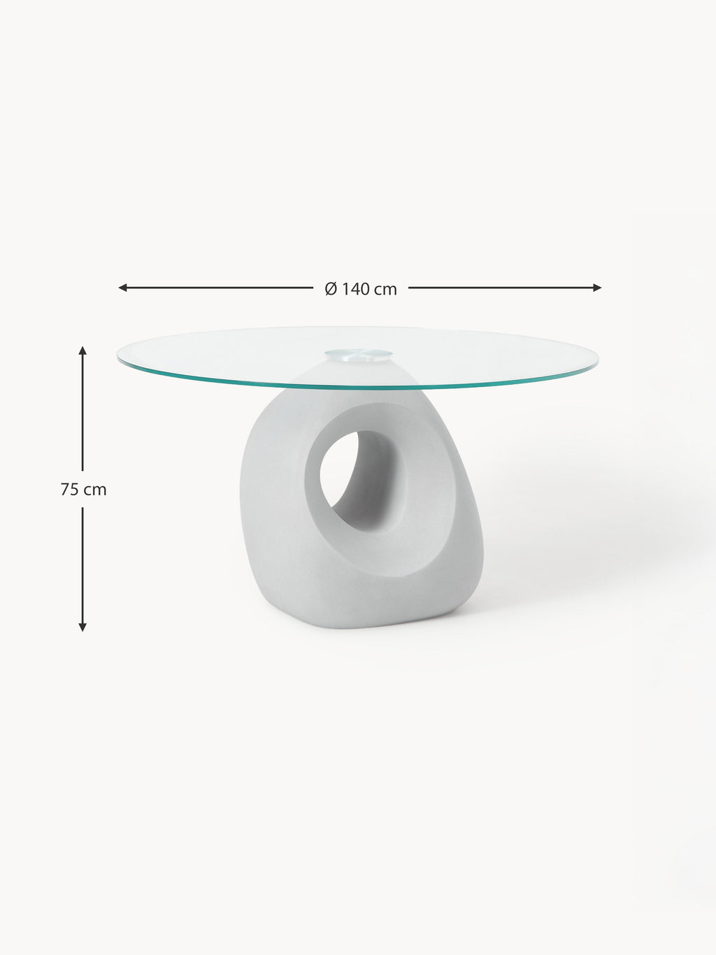 Linus Round Dining Table with Glass Top, in various sizes