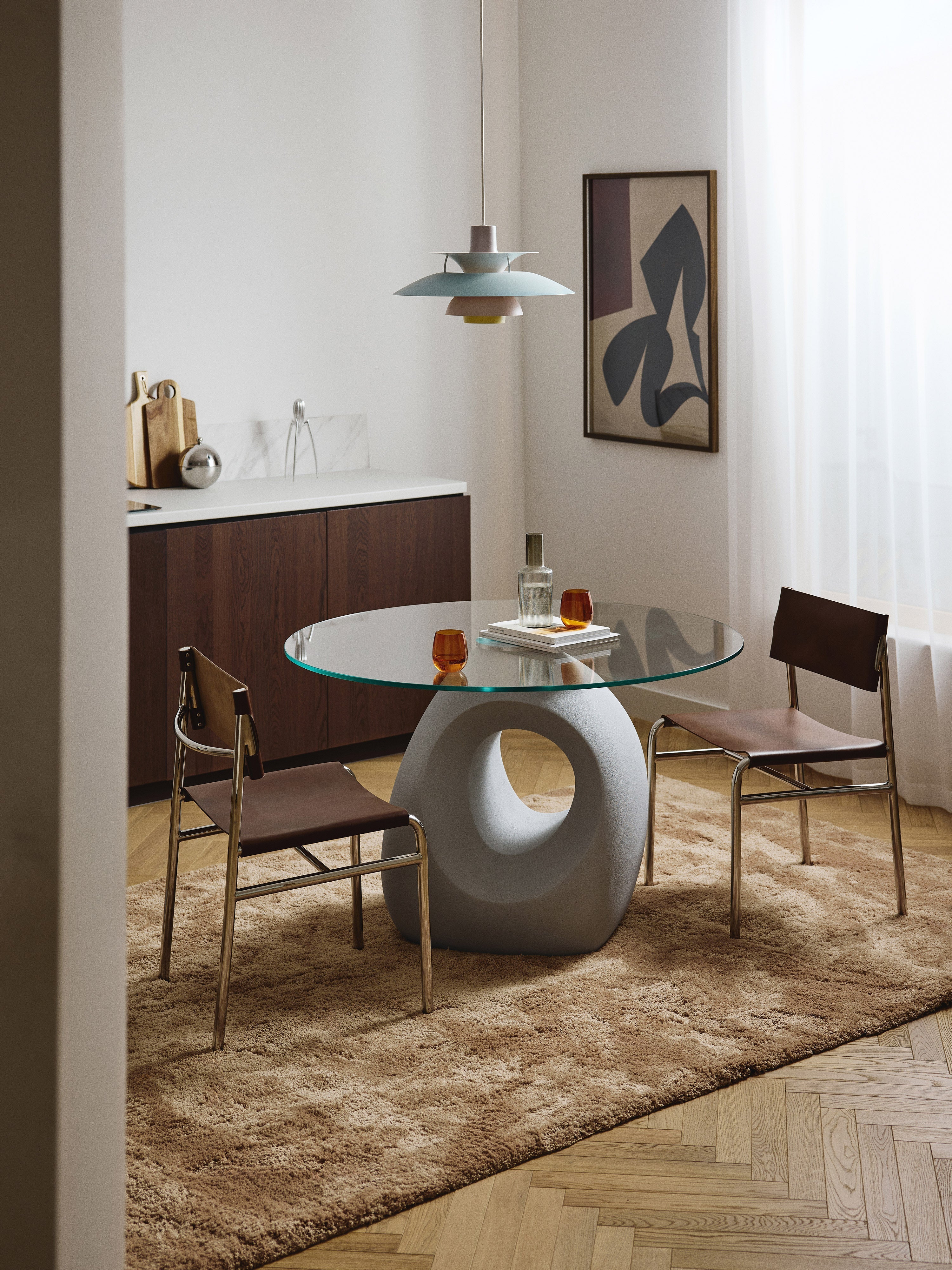 Linus Round Dining Table with Glass Top, in various sizes