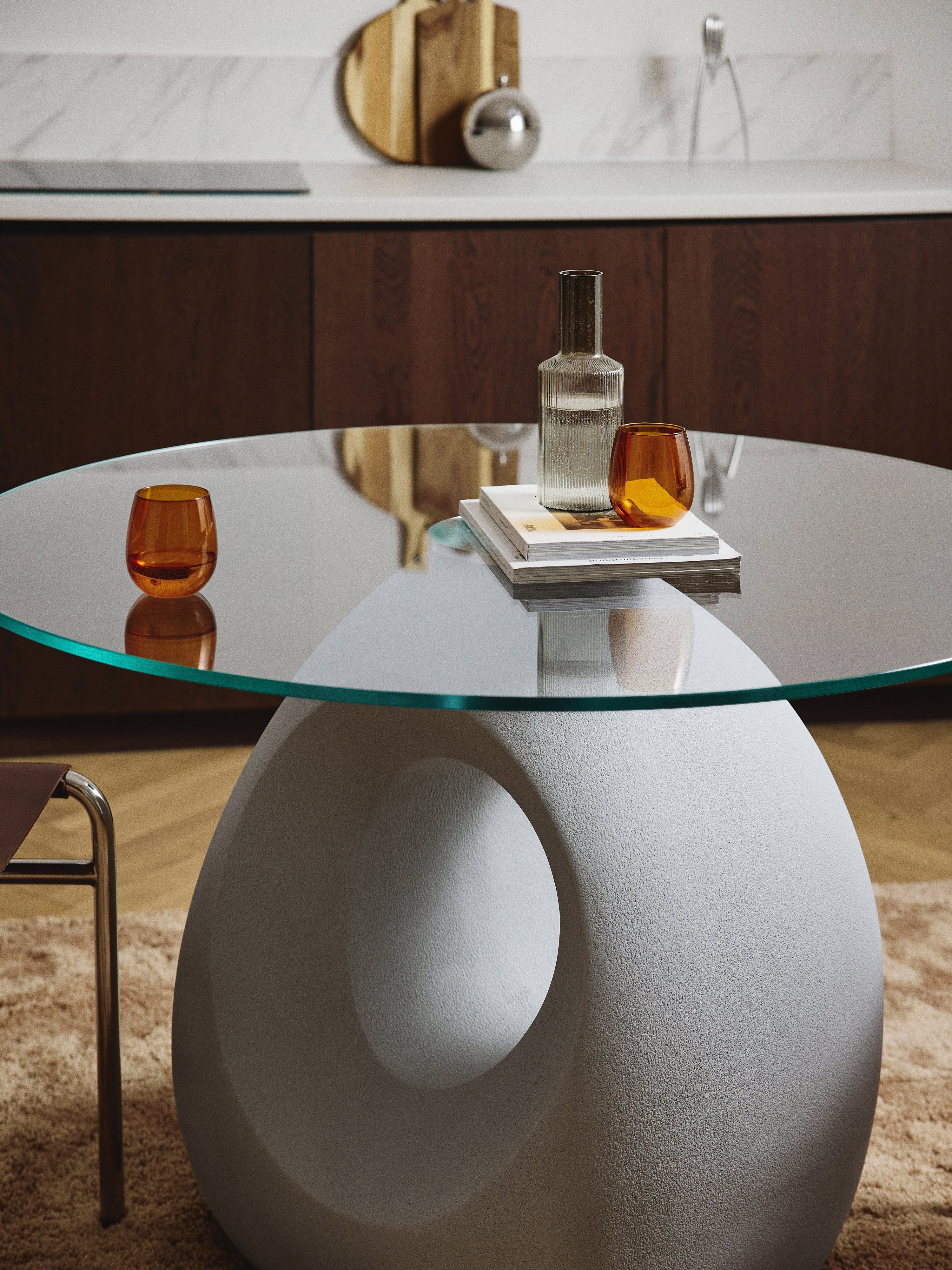 Linus Round Dining Table with Glass Top, in various sizes