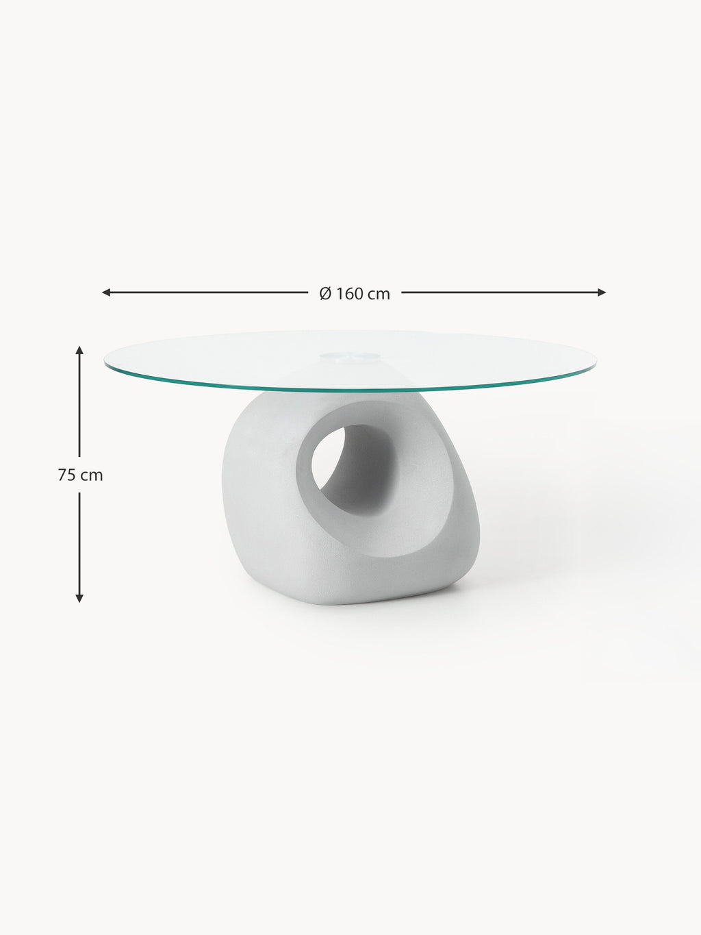 Linus Round Dining Table with Glass Top, in various sizes