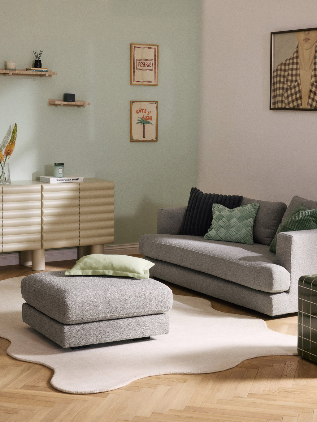 Tribeca Bouclé Ottoman