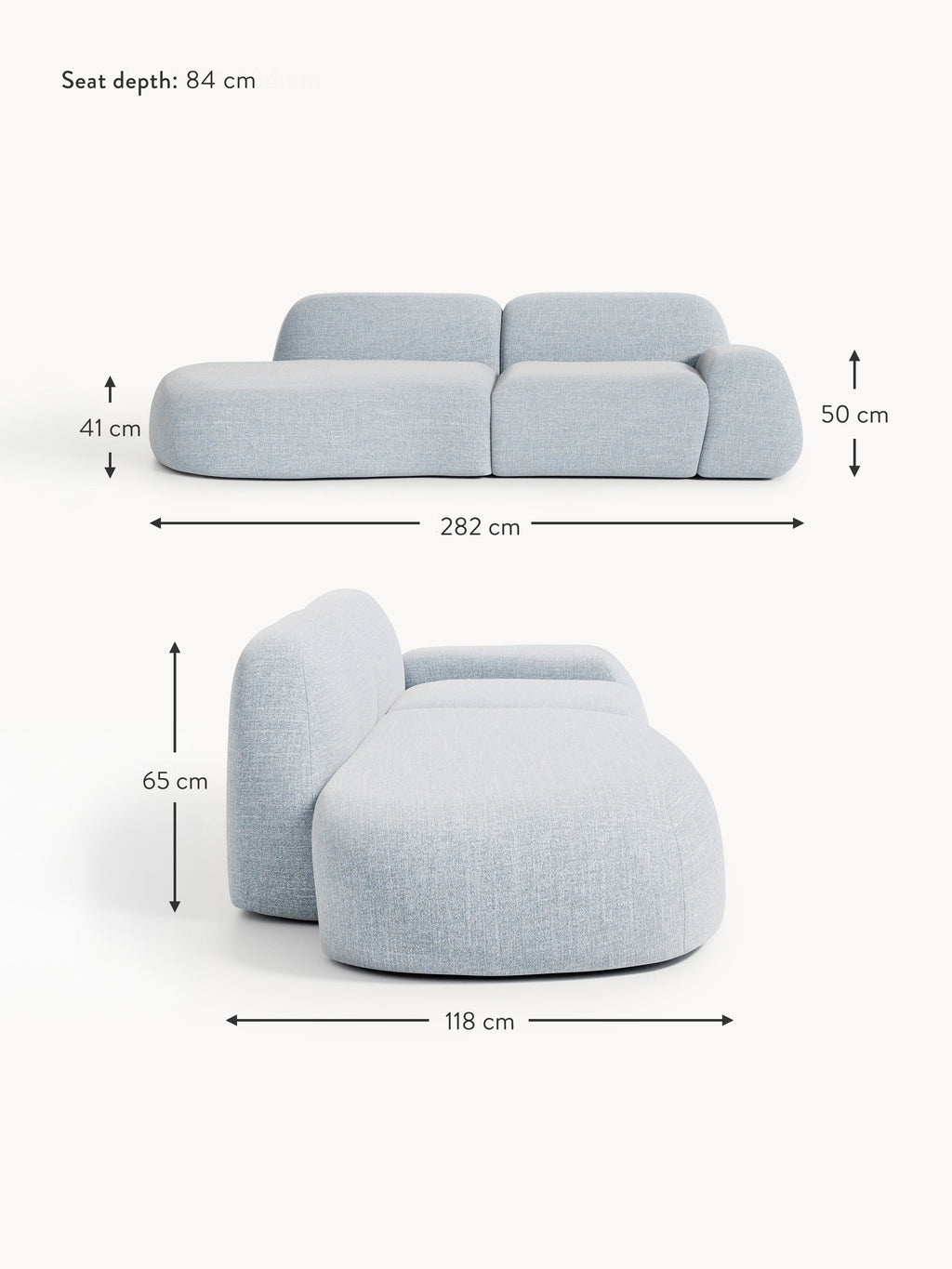 Wolke Modular Bouclé Chaise (3-seater)