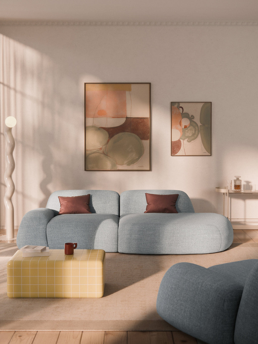 Wolke Modular Bouclé Chaise (3-seater)