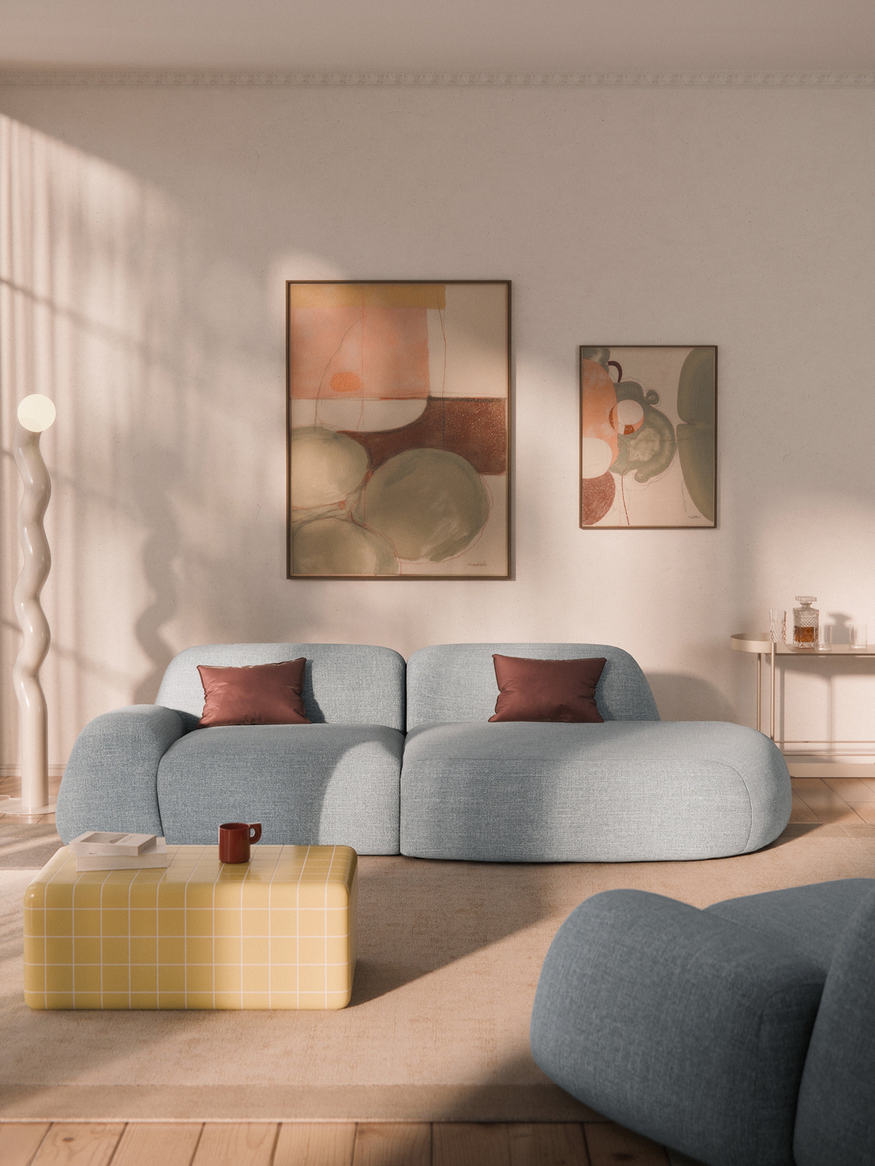 Wolke Modular Bouclé Chaise (3-seater)