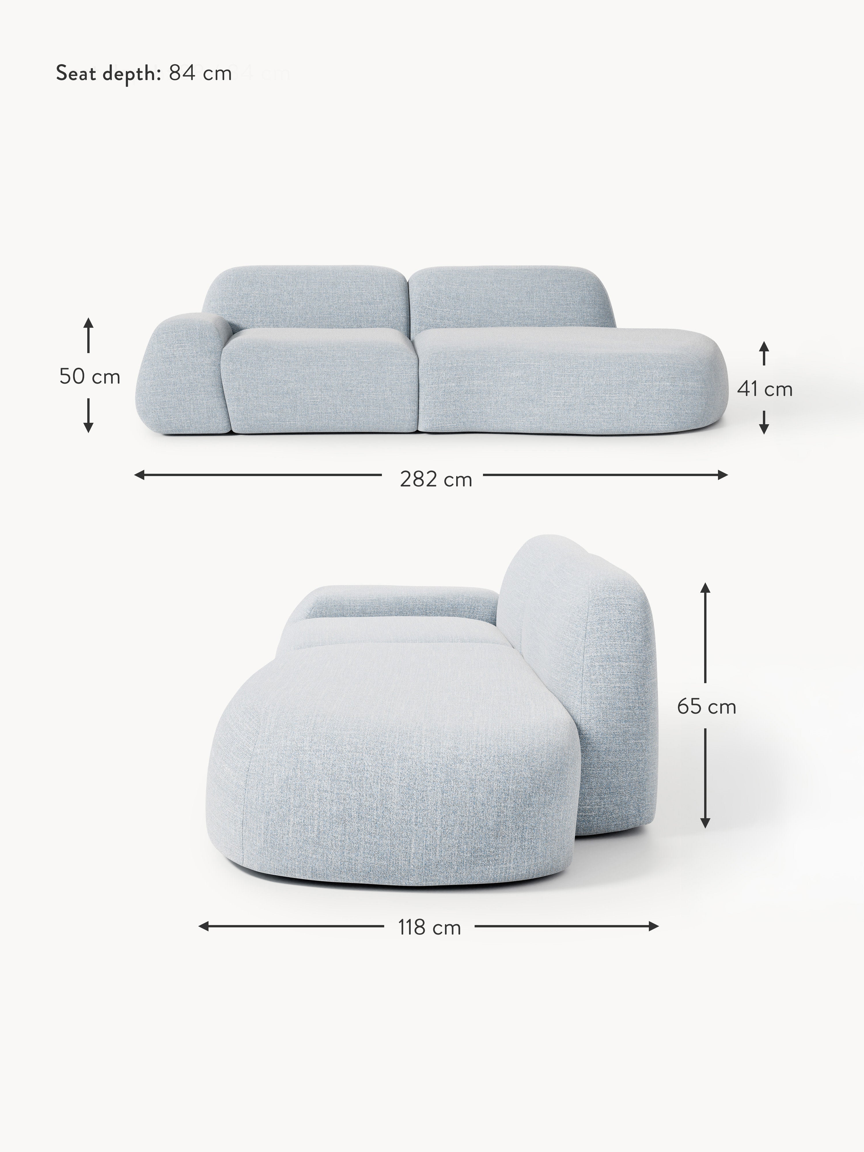 Wolke Modular Bouclé Chaise (3-seater)