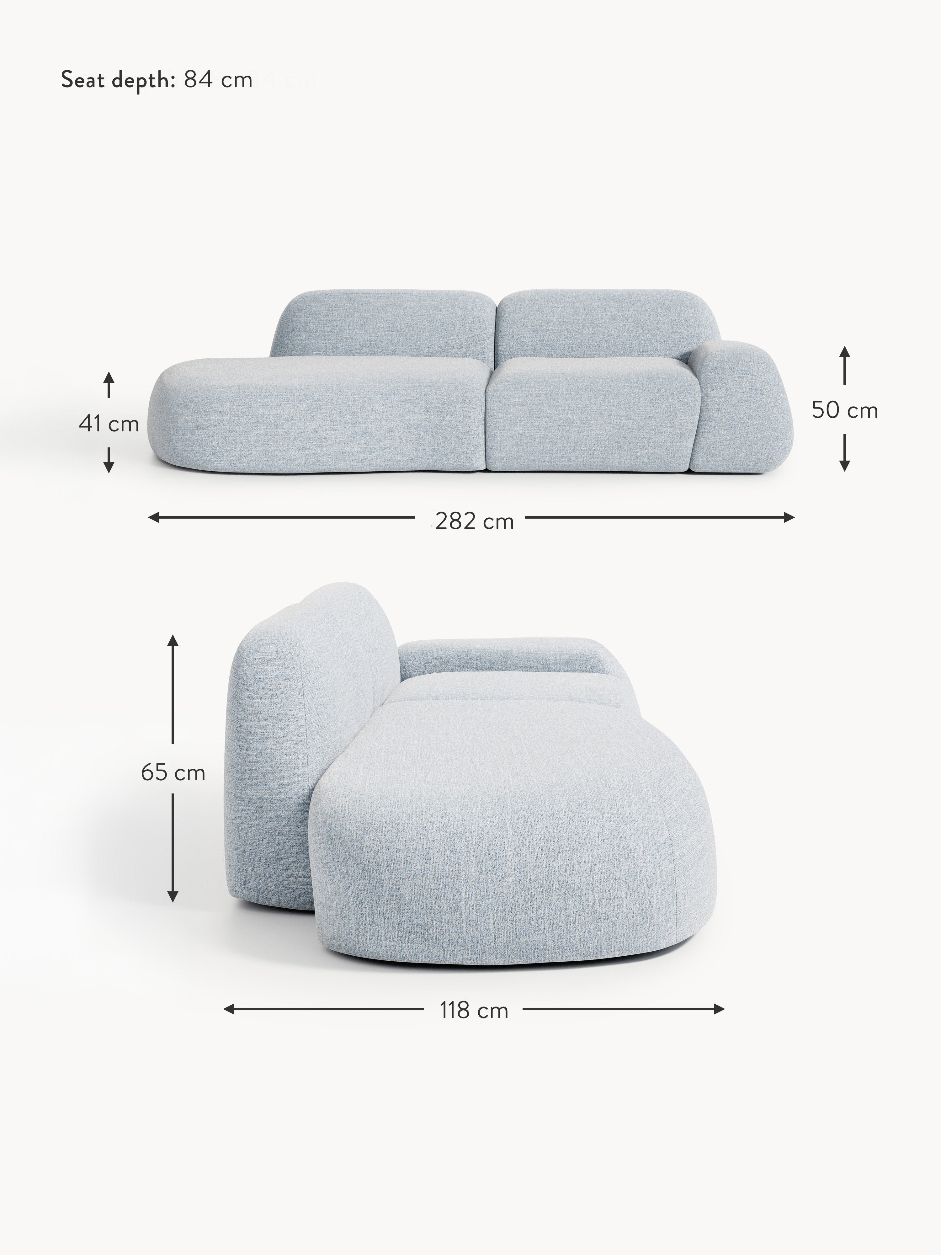 Wolke Modular Bouclé Chaise (3-seater)