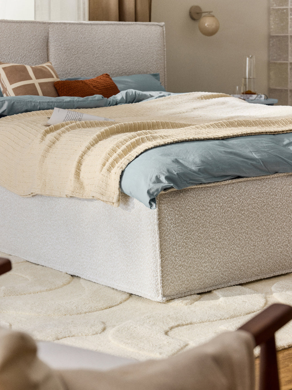 Dream Upholstered Bouclé Bed with Storage